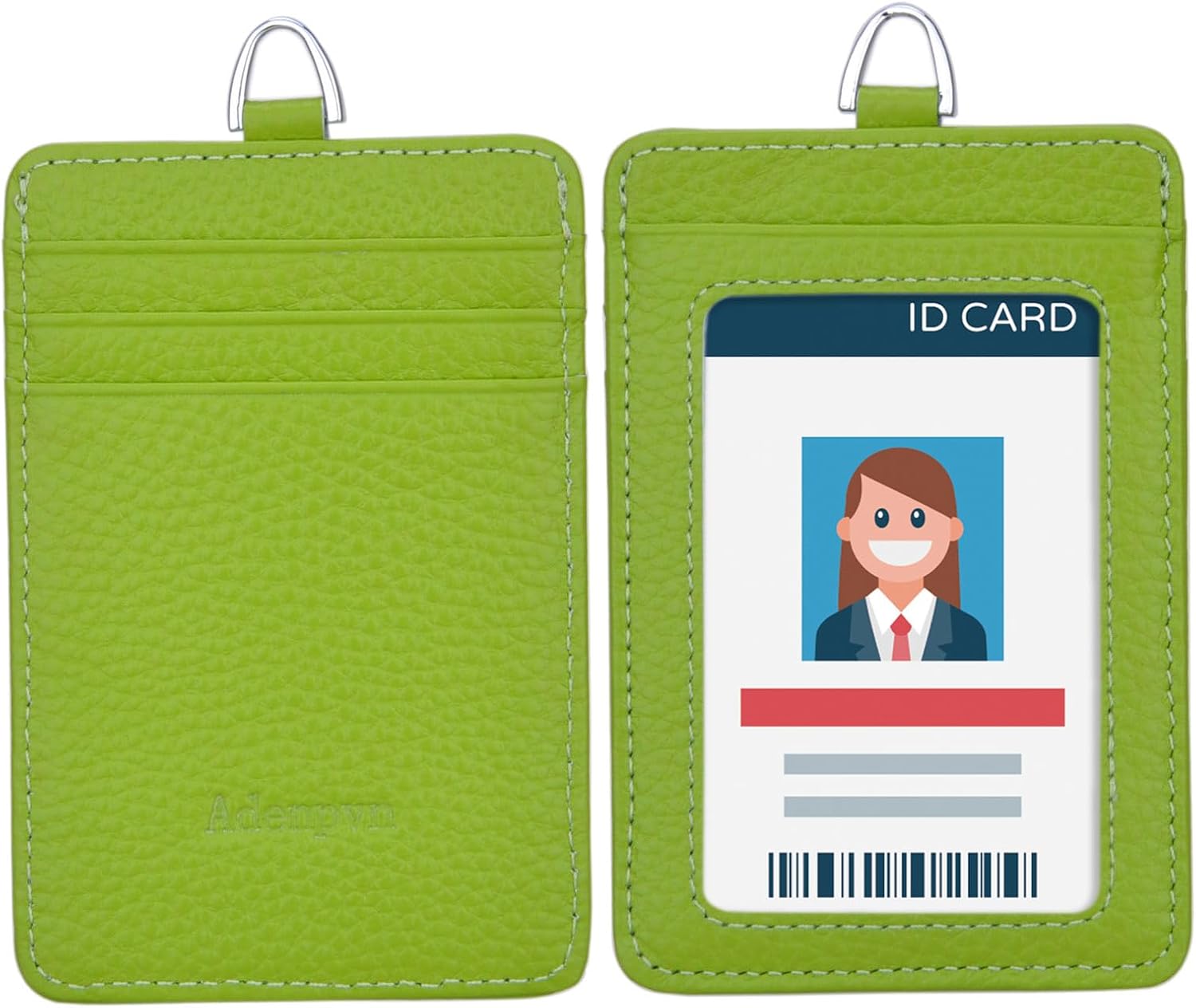 Soporte para tarjetas de identificación de cuero genuino con cordón, soporte para tarjetas de identificación de cuero suave, hasta 20 colores y