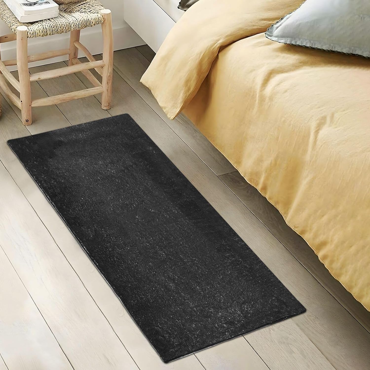 Tapetes de baño negros, lavables a máquina, absorbentes con respaldo de goma, 39 x 20 pulgadas