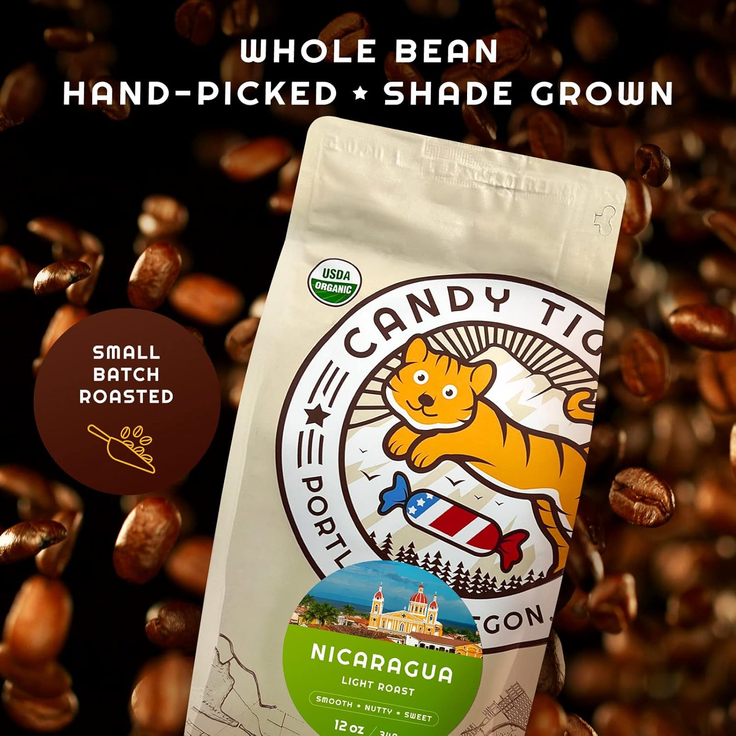 Café en grano entero, orgánico, bajo en ácido, tostado ligero, origen único, 100% arábica, granos de café nicaragüense, comercio directo, cultivado