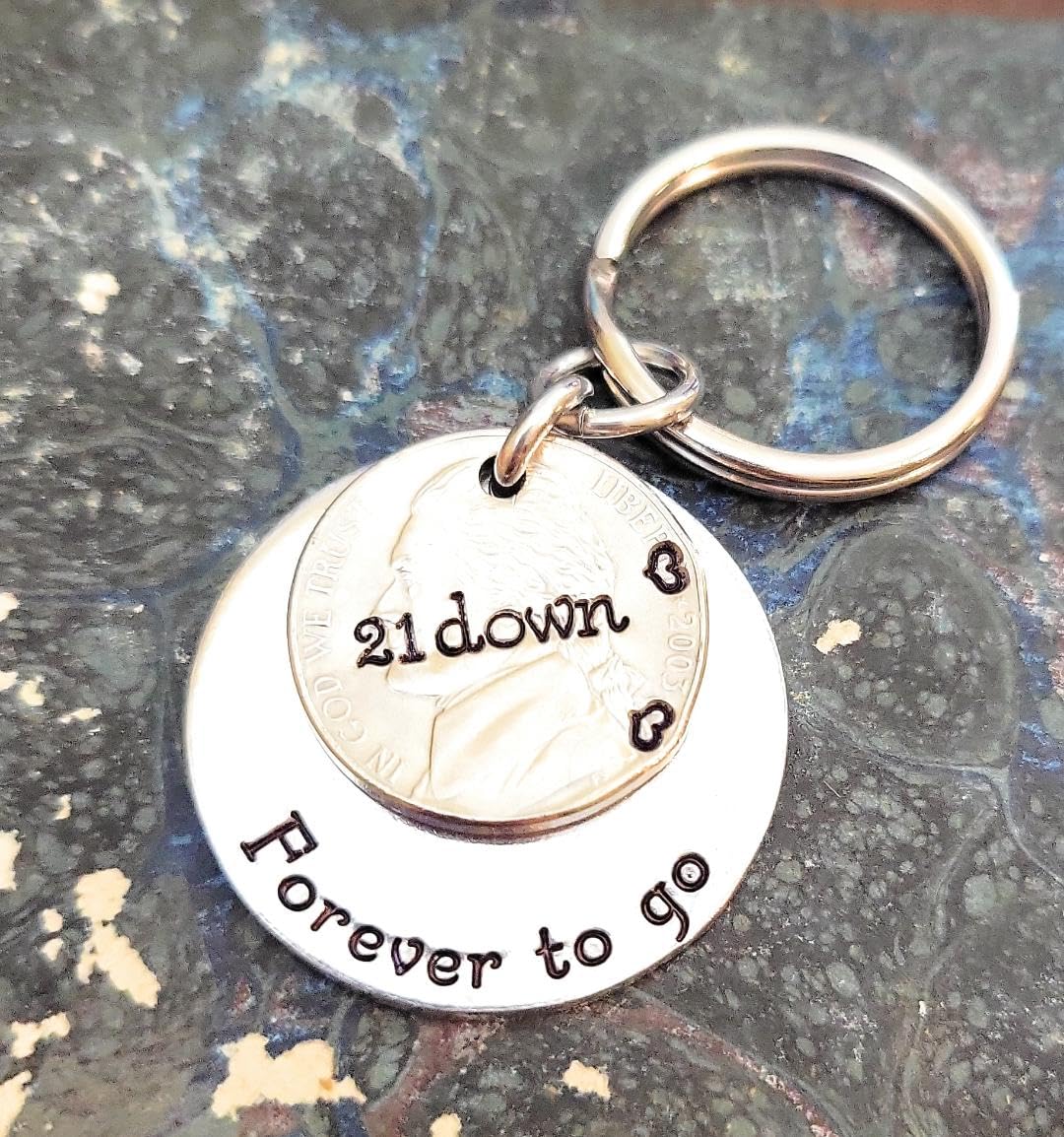 2003 Nickel Key Chain for Your Traditional 21st Anniversary 21 Down and Forever To Go