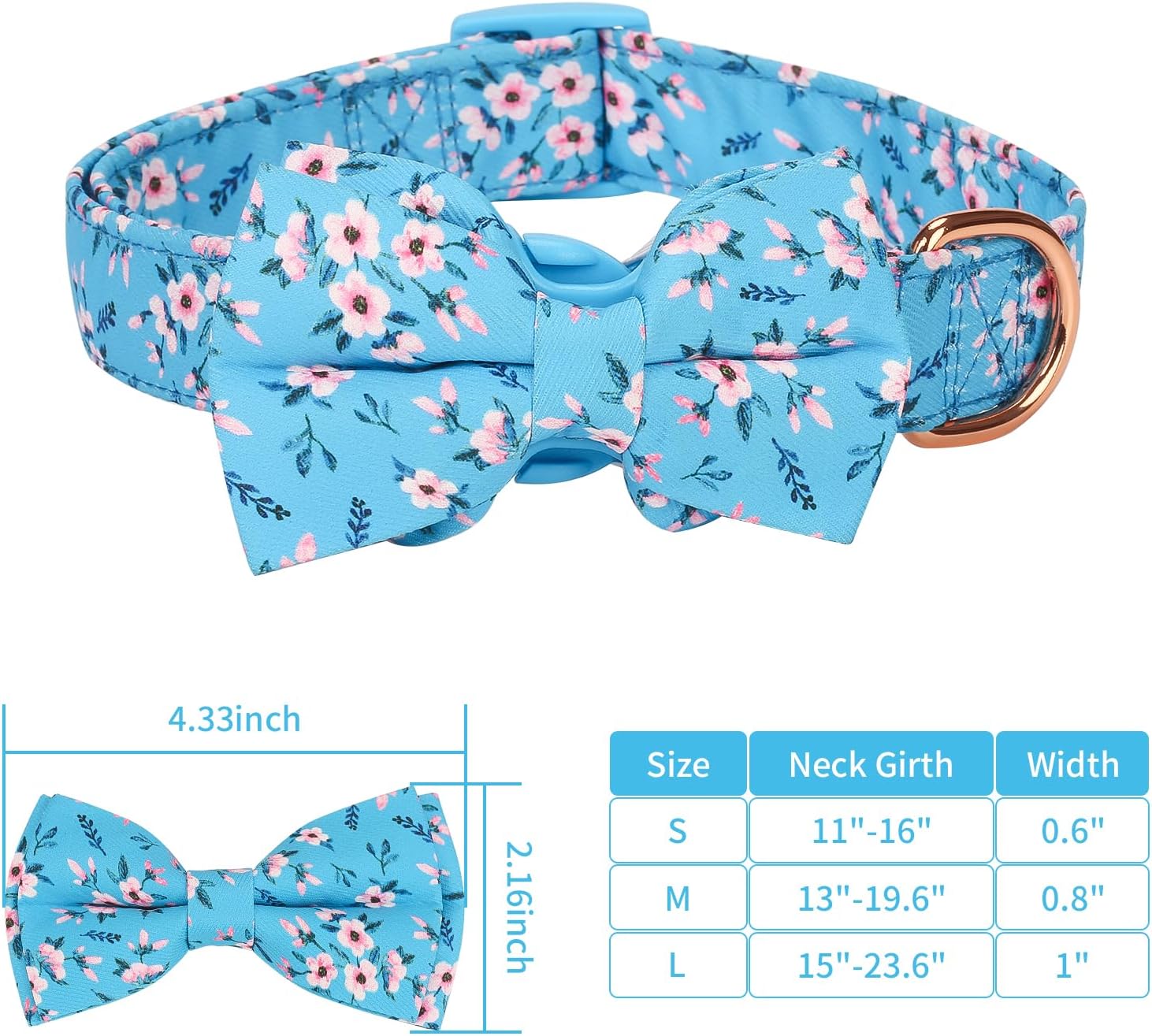 Collar de algodón suave con pajarita para perros, lindo collar de perro con pajarita, collar de tela ajustable con patrón floral, collares de
