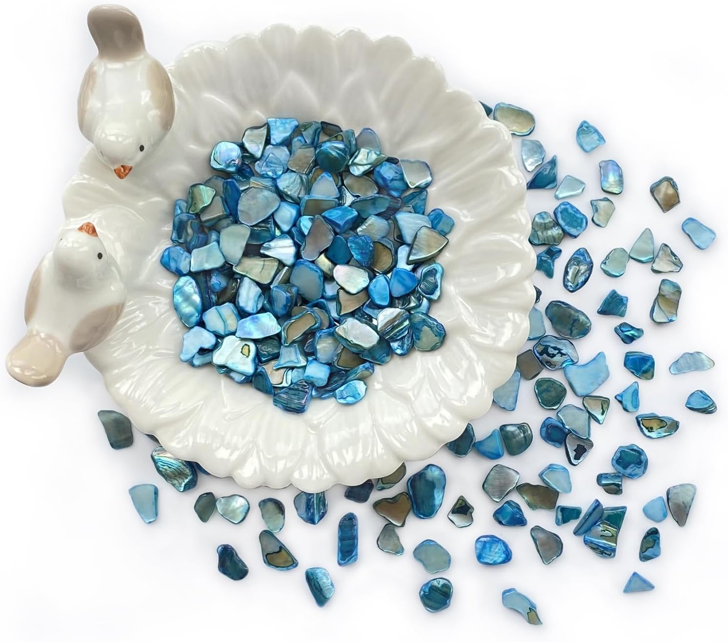 Chips de conchas trituradas naturales para manualidades, 4 libras de conchas de nácar azul claro, piezas para bricolaje, decoración del hogar (azul