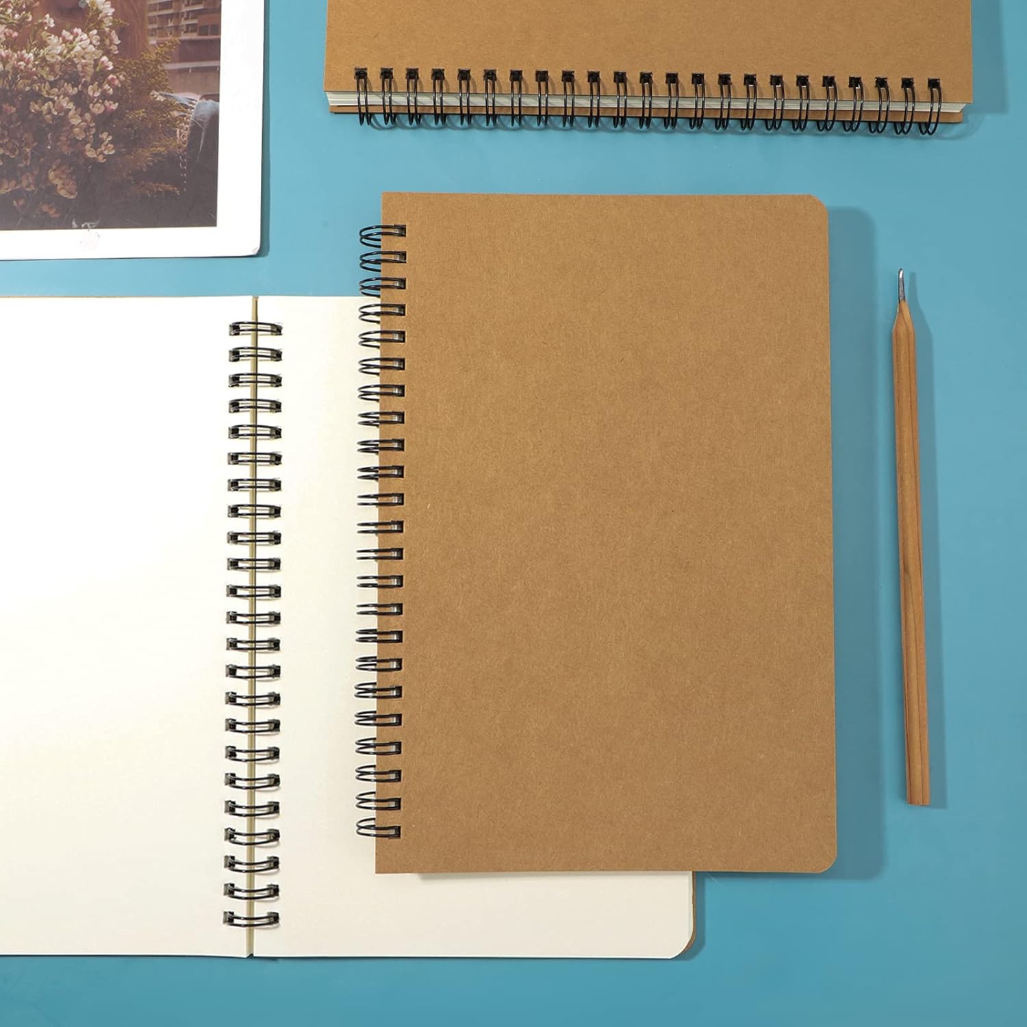 EUSOAR – Cuaderno en espiral de tapa dura, tamaño A5, paquete de 3 cuadernos de 5.5 x 8.3 pulgadas, cuaderno de bocetos en espiral de papel de
