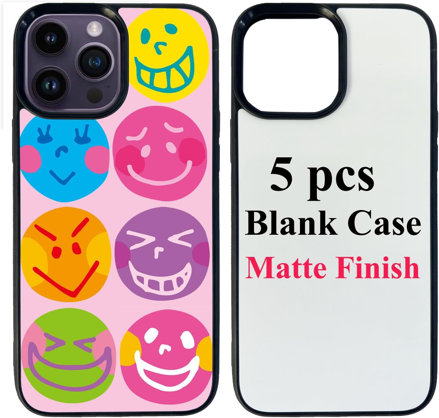 JUSTRY 5 juegos de fundas para teléfono de sublimación a granel compatibles con Apple iPhone 15 Pro Max, 6.7 pulgadas (2023), 2 en 1 de goma suave