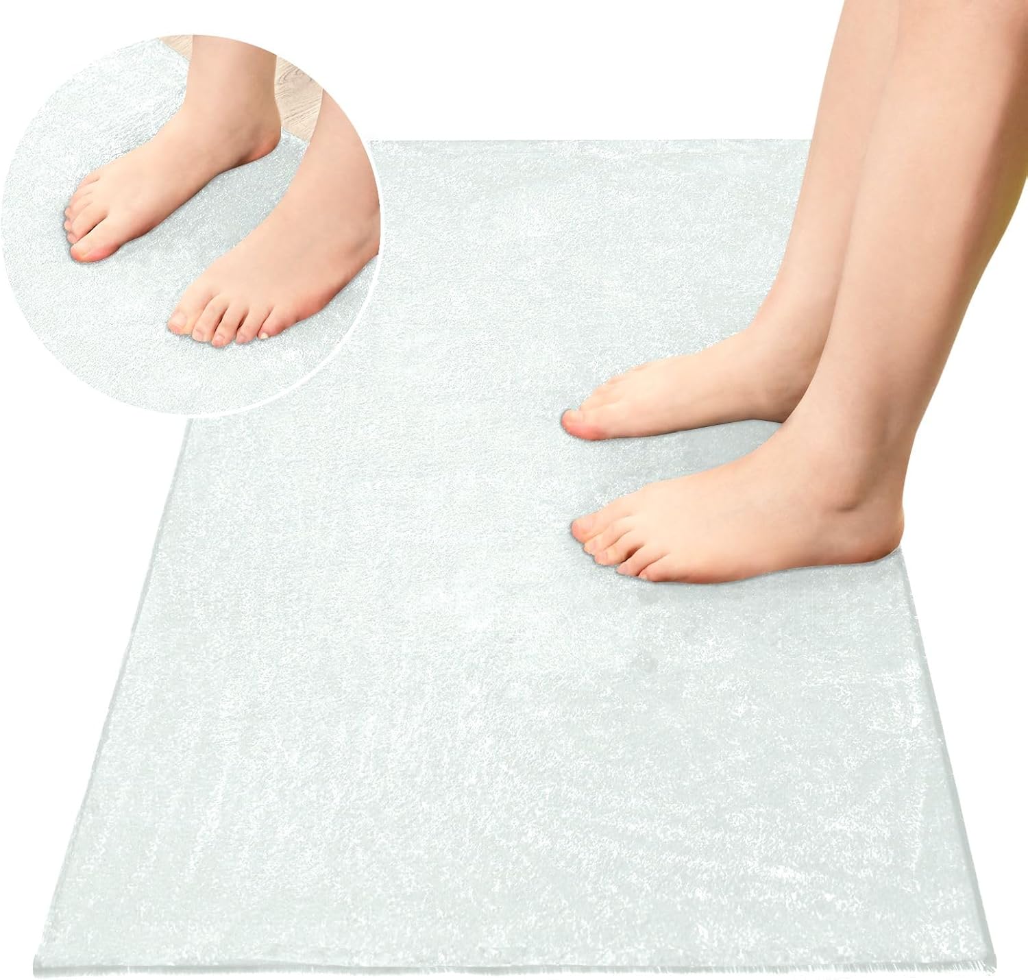 Tapetes de felpa color crema menta para baño, base de goma antideslizante, lavables, alfombra de baño absorbente, 39 x 20 pulgadas