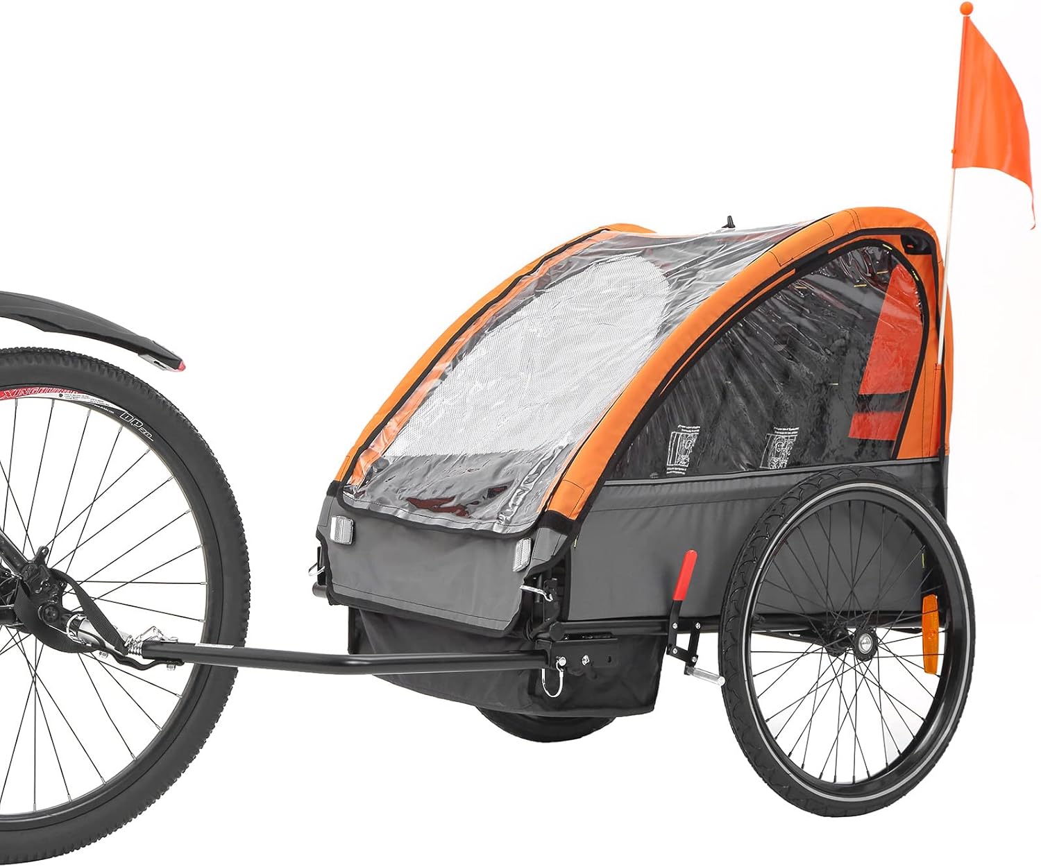 Remolque de bicicleta para niños, adecuado para 1 a 2 niños, 12 meses en adelante, fijación rápida a la bicicleta, plegable, con arnés de 5 puntos y