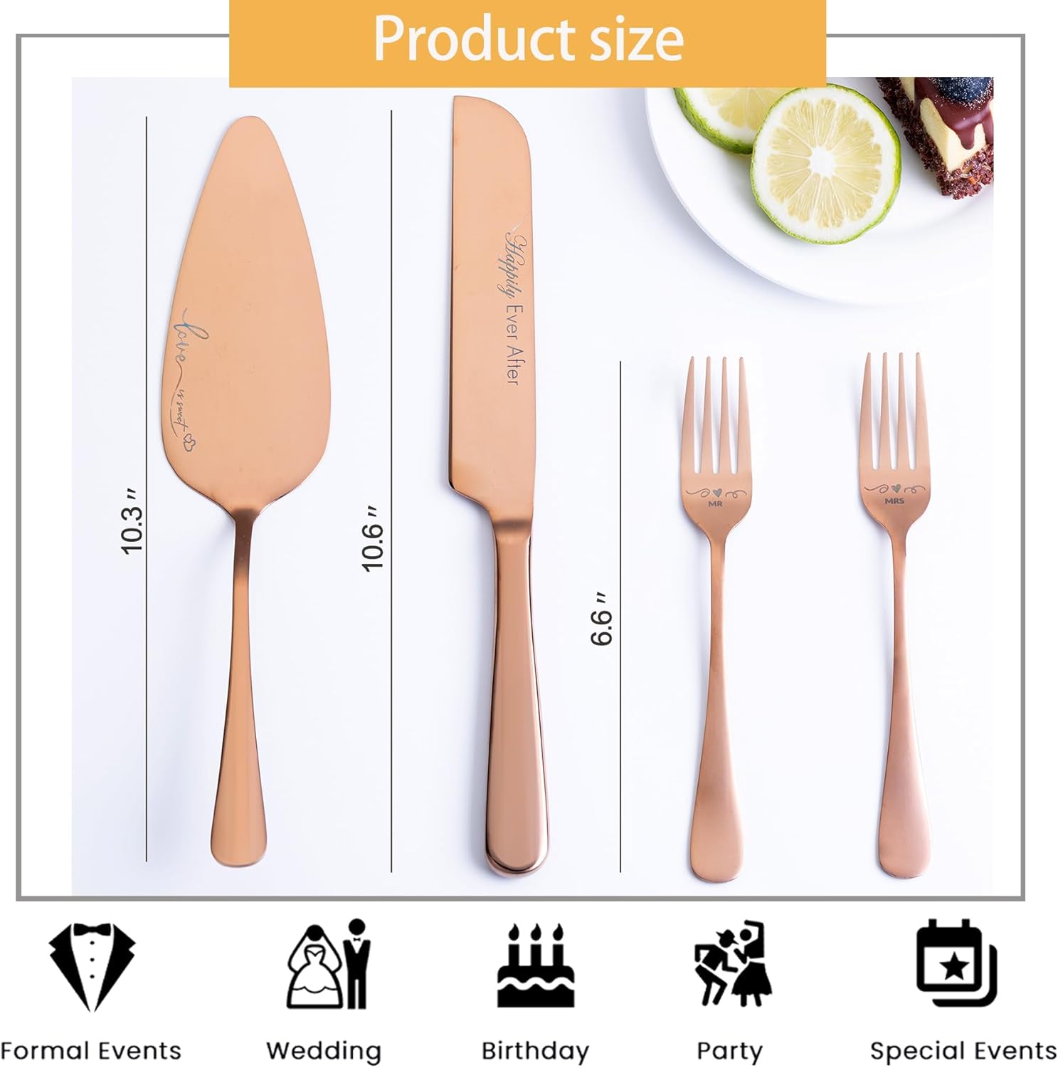 Juego de cuchillo y servidor para pastel de boda, juego de corte de pasteles para boda, tenedores de pastel y cortador de pasteles para cumpleaños,