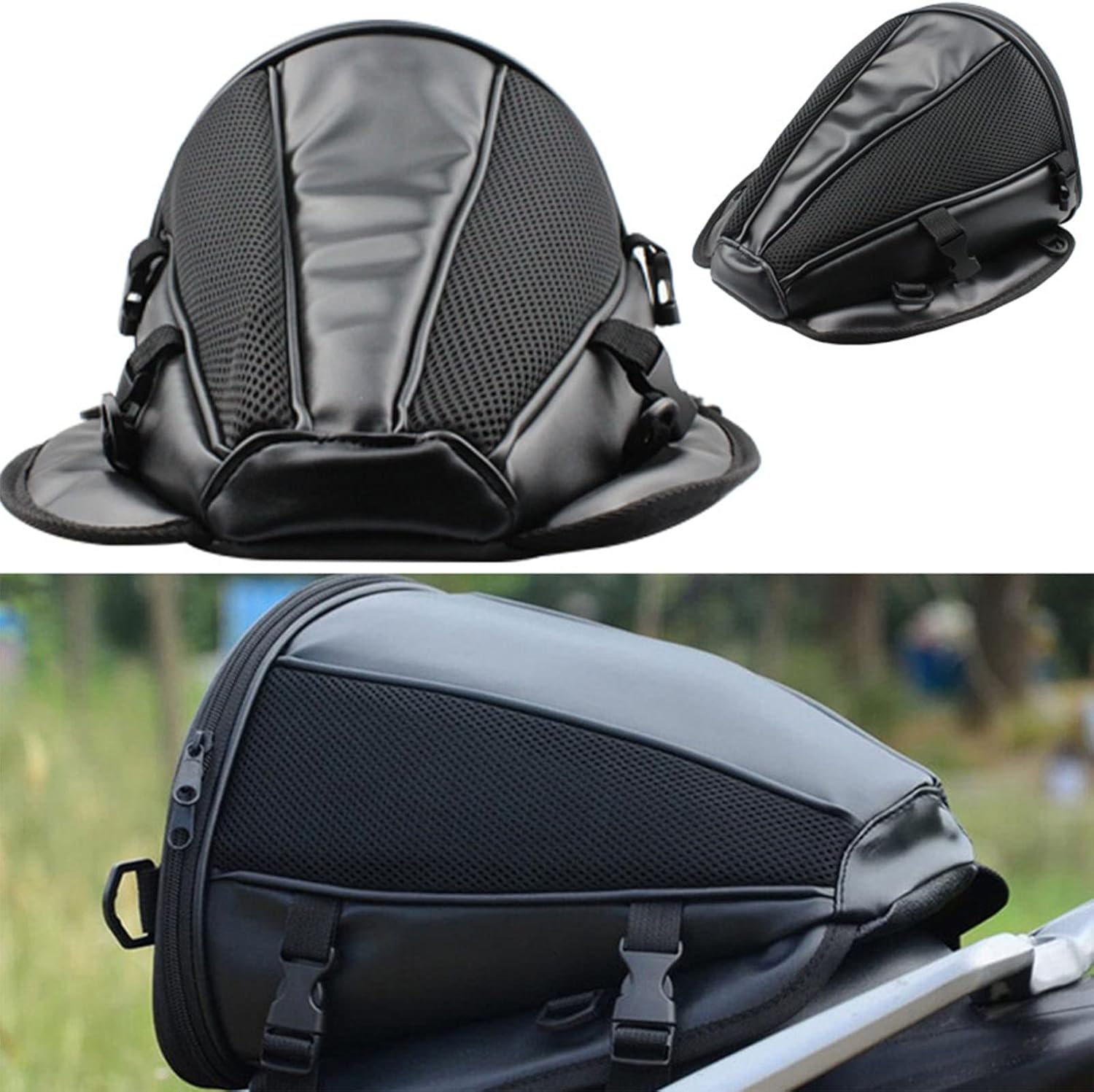 Bolsa de motocicleta de diseño único, bolsa de cola de motor antideslizante de gran capacidad, bolsas de sillín ligeras impermeables de PU, para
