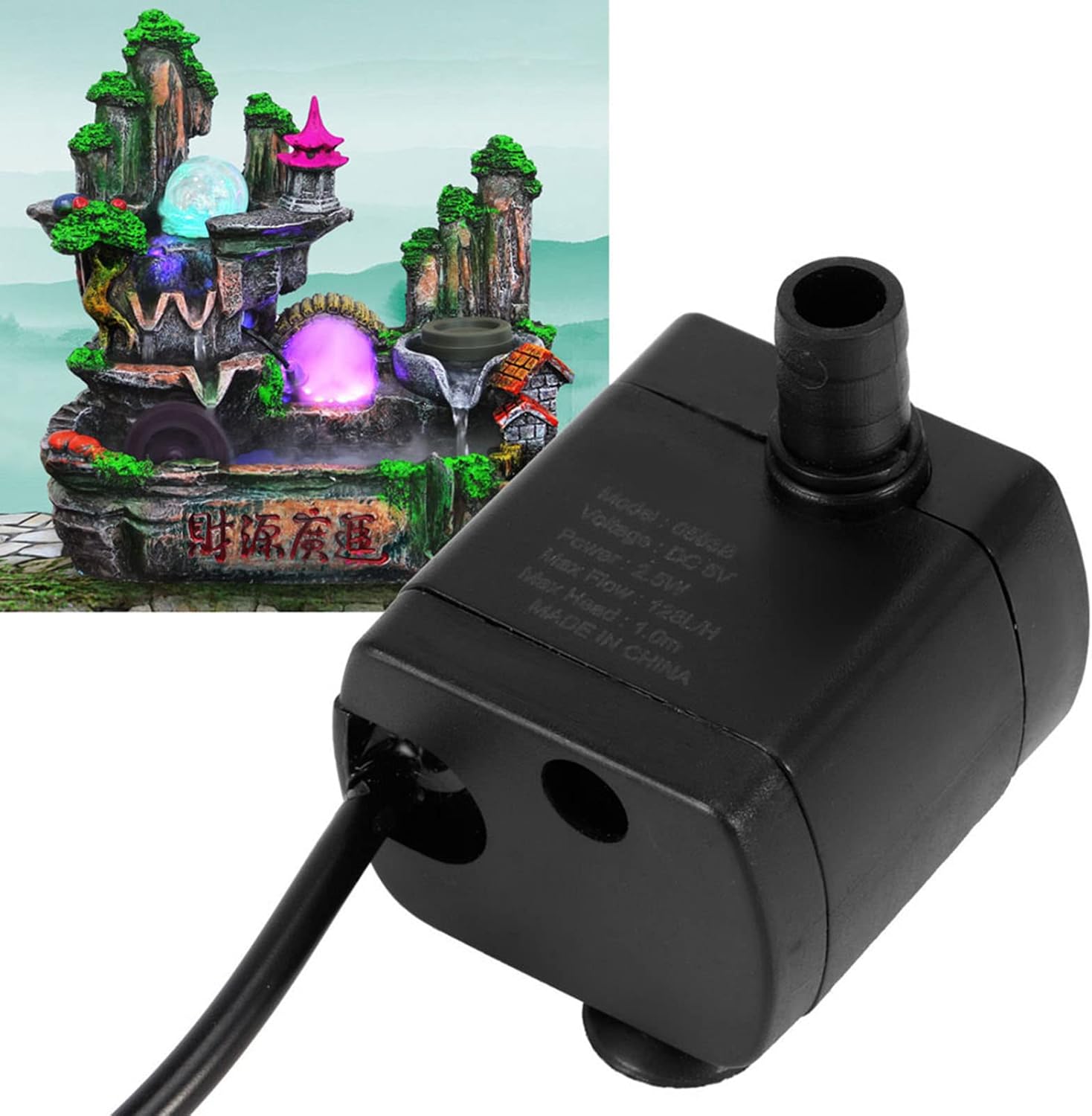 Fydun Cable de bomba de agua de paisaje de micro fuente de interior hidropónico de 5 V para peces de estanque para hombres y mujeres