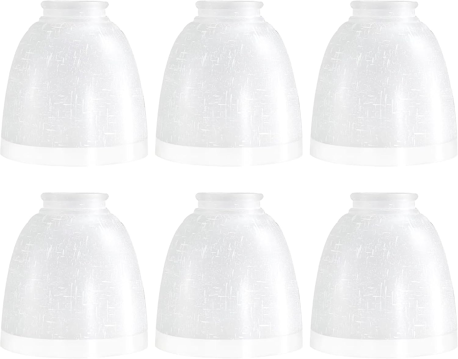 Paquete de 6 reemplazos de pantalla de vidrio, cubiertas de luz de ventilador de techo, de lino blanco, globos de vidrio esmerilado, pantallas para