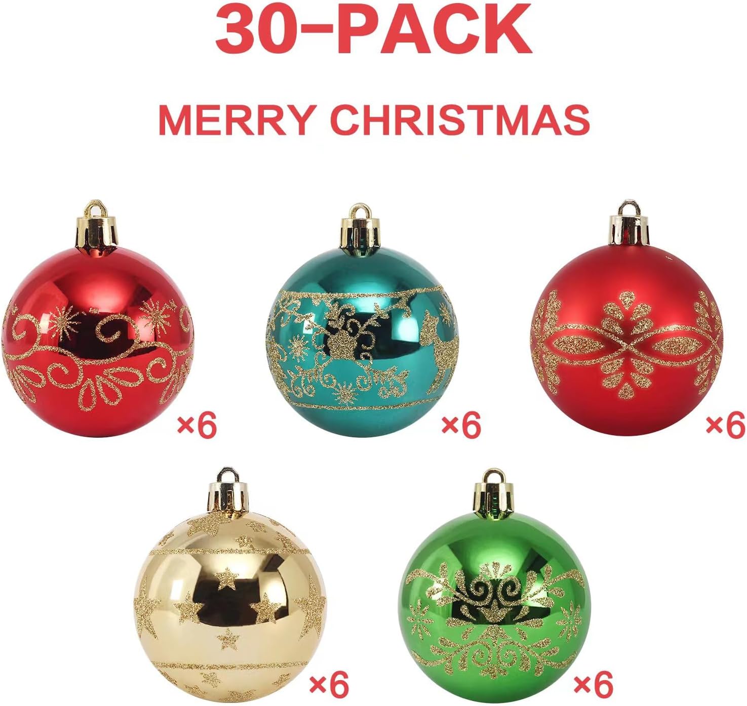 Adornos de bolas de Navidad surtidas, colgantes inastillables, decoraciones de temporada con cajas de regalo reutilizables de mano, ideal para