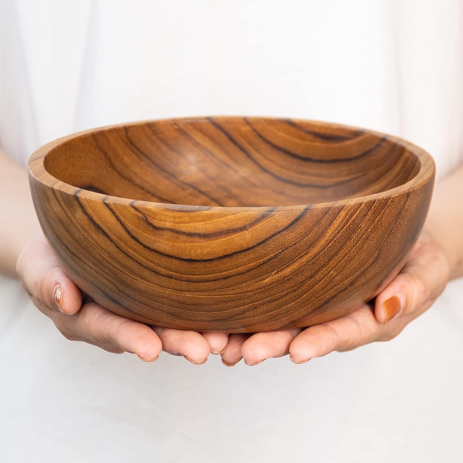 Juego de 4 cuencos regulares de madera de teca javanesa clásica de 6 pulgadas, perfectos para uso diario, aptos para el calor y el frío, ultra
