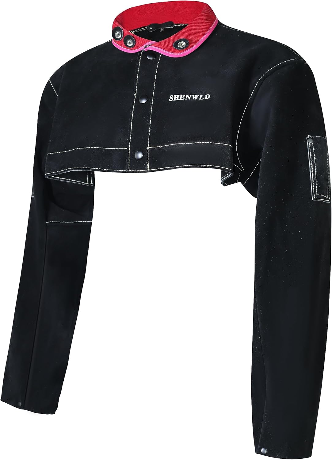 shenwld Equipo de soldadura de cuero resistente, media chaqueta, manga de capa de soldadura, resistente al calor a la llama para una máxima seguridad