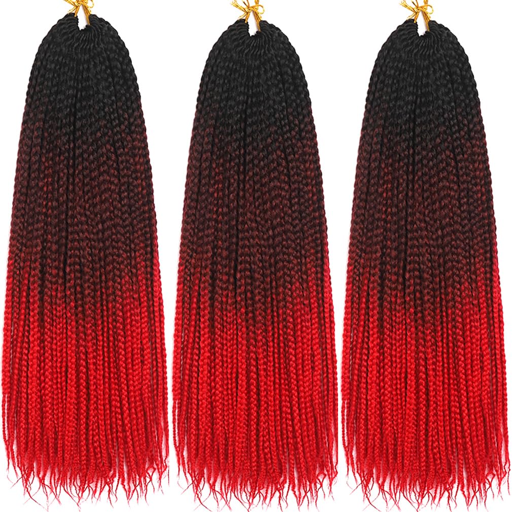 Extensiones de cabello de ganchillo de color rojo degradado de 24 pulgadas, extensiones de cabello de ganchillo preenrolladas hechas a mano, 3