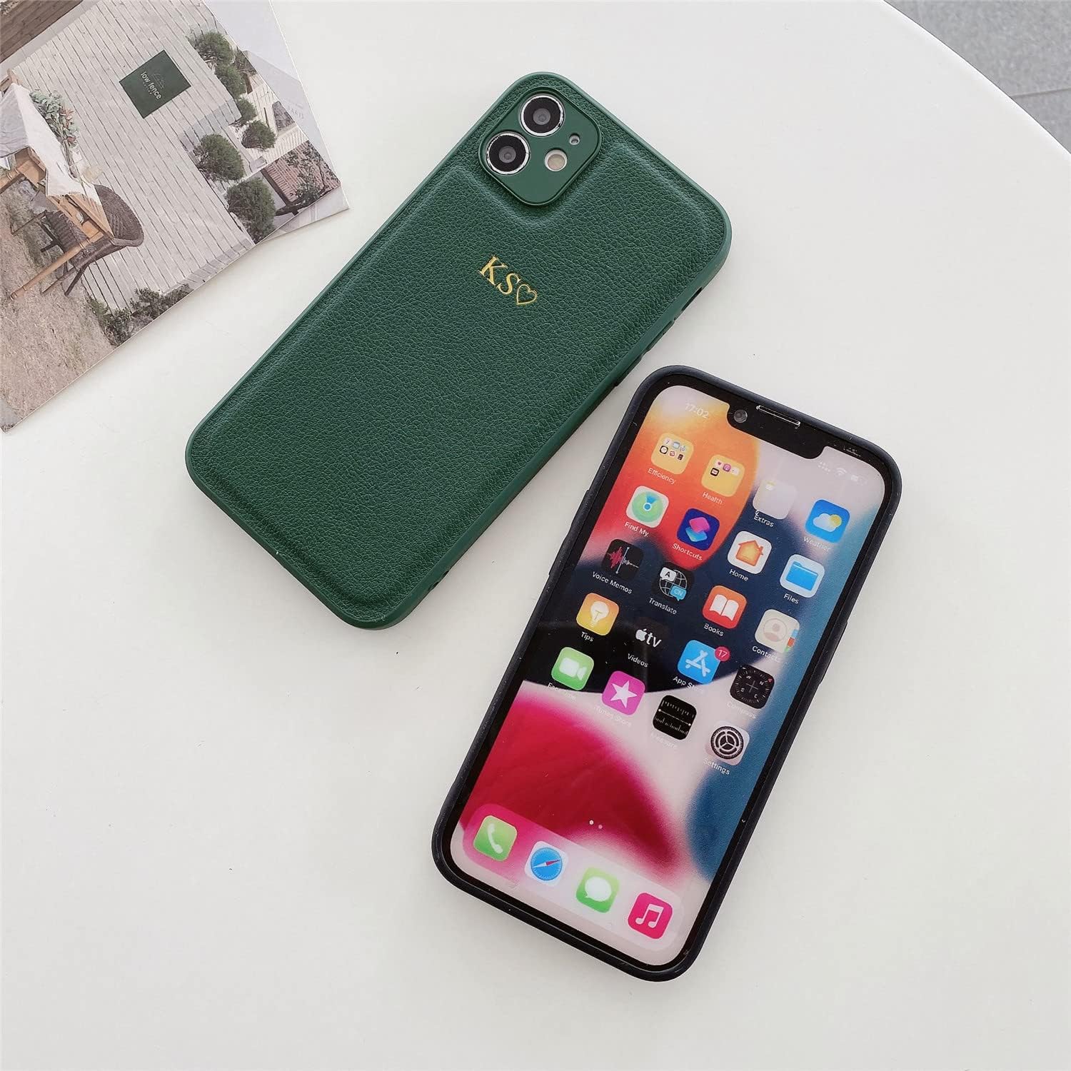 Personalizar – Funda suave de piel sintética con letras iniciales doradas y plateadas para iPhone 14, 12, Pro, Xs, Max, 13, Mini, 11 X, XR, 7, 8
