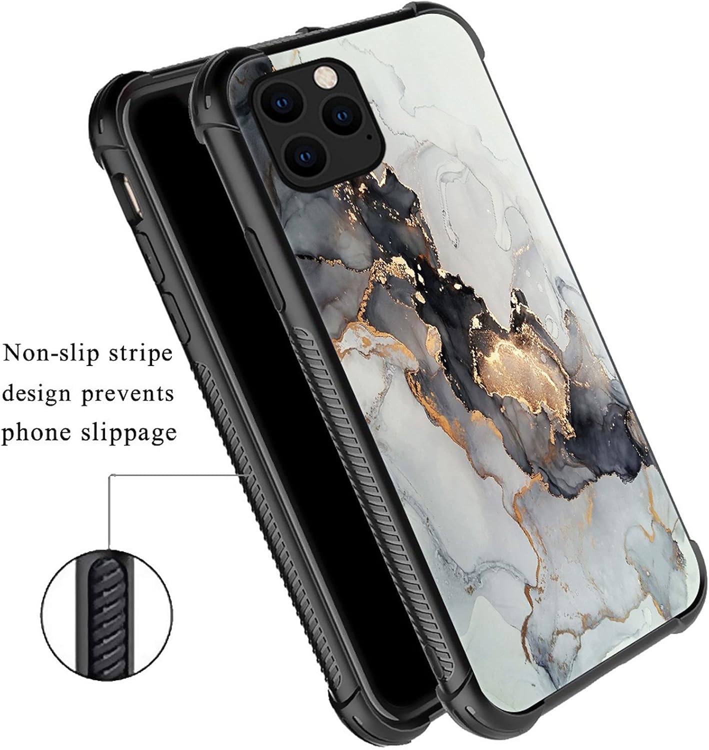 ZHEGAILIAN Funda compatible con iPhone 13 Pro Max, diseño de mármol negro y blanco, antiarañazos, 13 Pro Max para niños y hombres, diseño de cuatro
