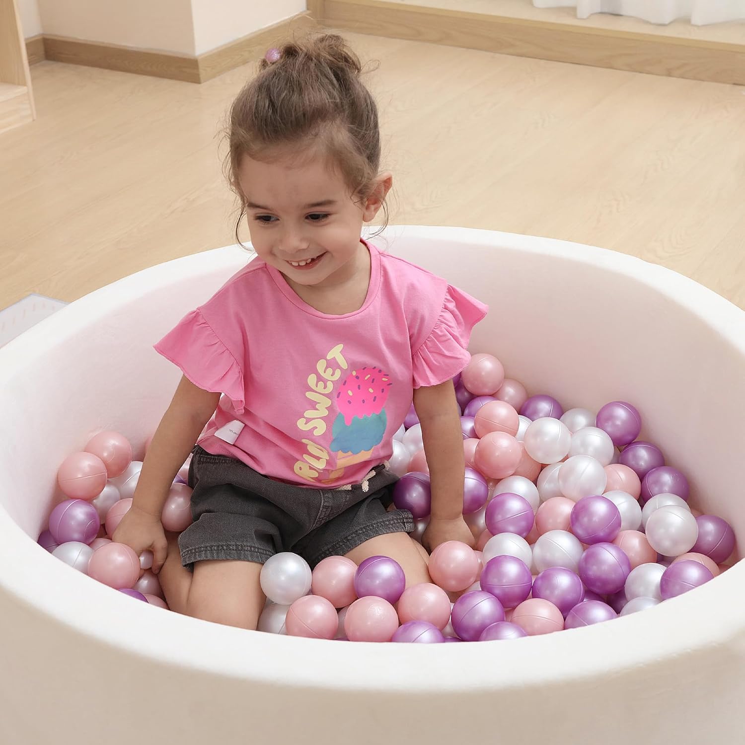 100 bolas para hogueras de 2.16 pulgadas, bolas de plástico a prueba de aplastamiento para niños pequeños, casa de juegos, piscina, decoración de
