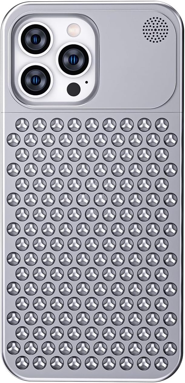 GEJRB Funda de aleación de aluminio para iPhone 15 Pro Max de 6.7 pulgadas, carcasa de aleación de metal de disipación de calor, antiarañazos,