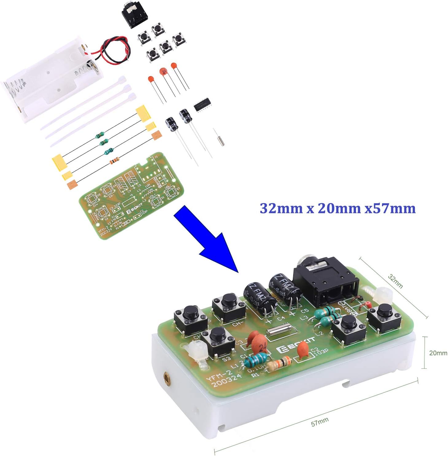 Kit de radio DIY, kit de radio FM Icstation 76MHZ-108MHZ, proyecto de soldadura, módulo de radio, kits de bricolaje, kit de práctica de soldadura