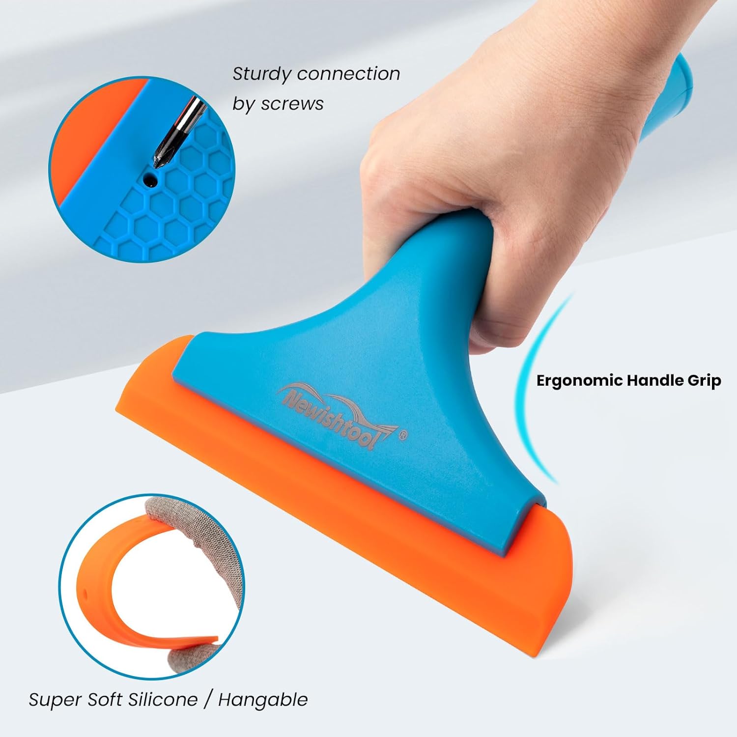NEWISHTOOL Escobilla de ducha de vidrio, escobilla de ducha para paredes de ducha de azulejos, espejos de baño, escobilla de silicona flexible,