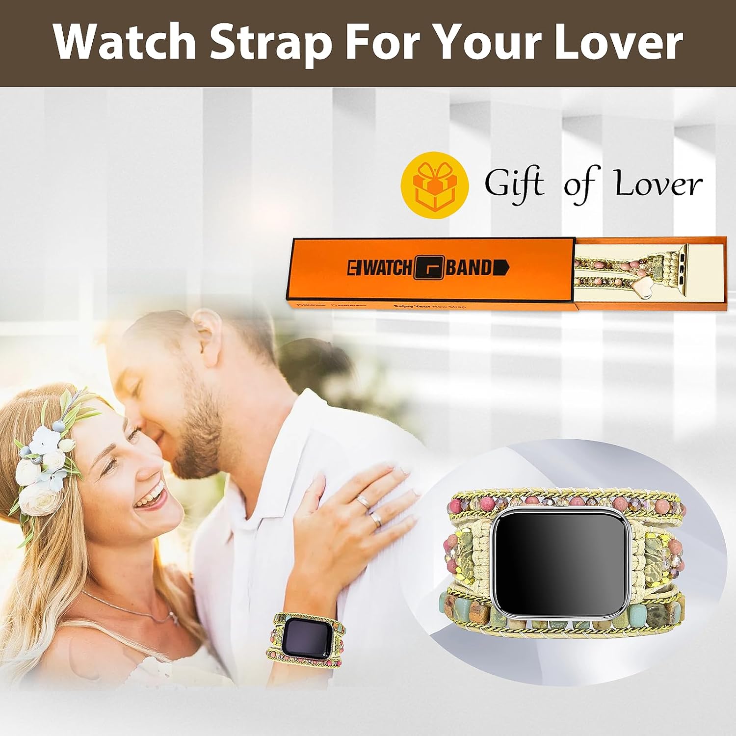 Pulseras bohemias hechas a mano con cuentas de cristal natural para reloj inteligente, repuesto para iWatch, Apple Watch Series Ultra SE 8, 7, 6, 5,