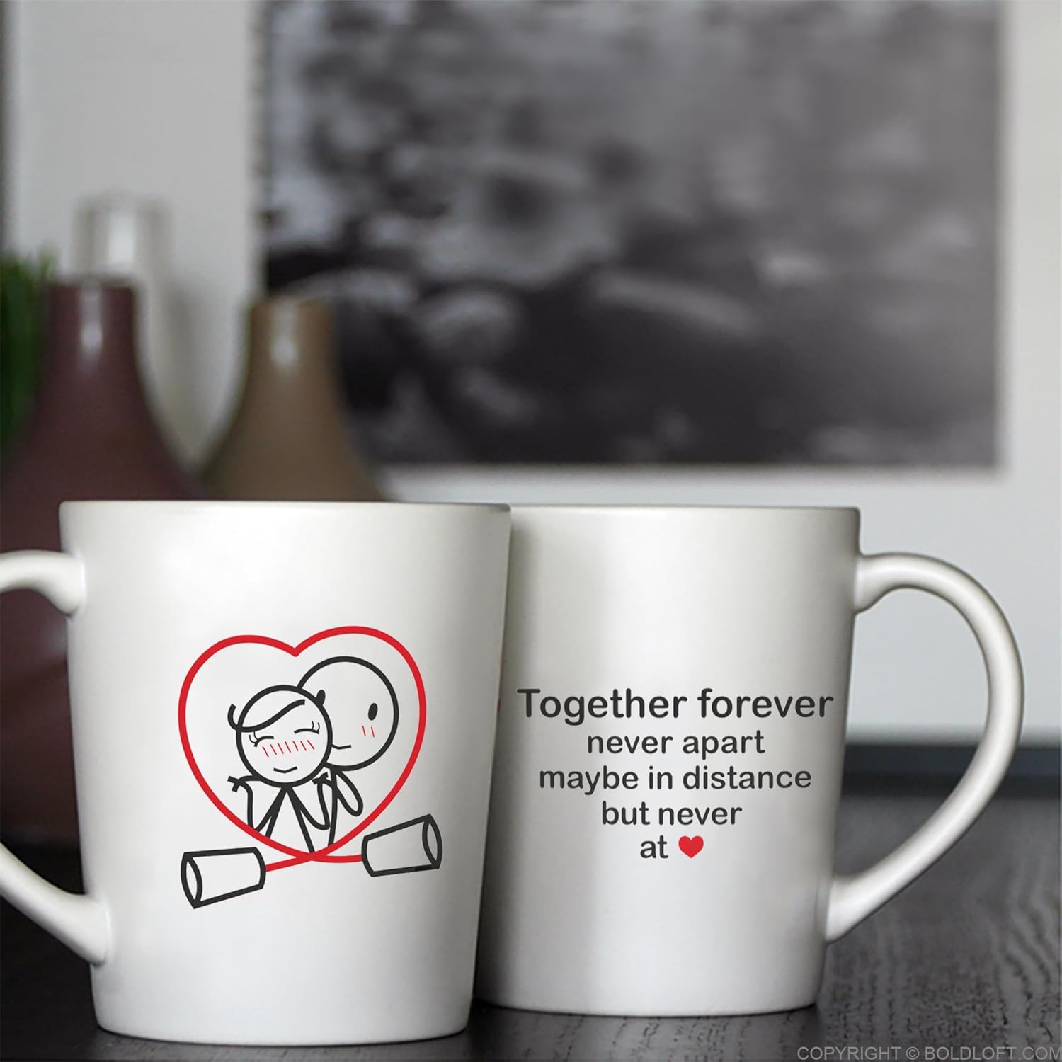 BoldLoft Tazas de café Together Forever para él y para ella, para parejas, regalos para pareja, regalos para novio, novia, día de San Valentín,