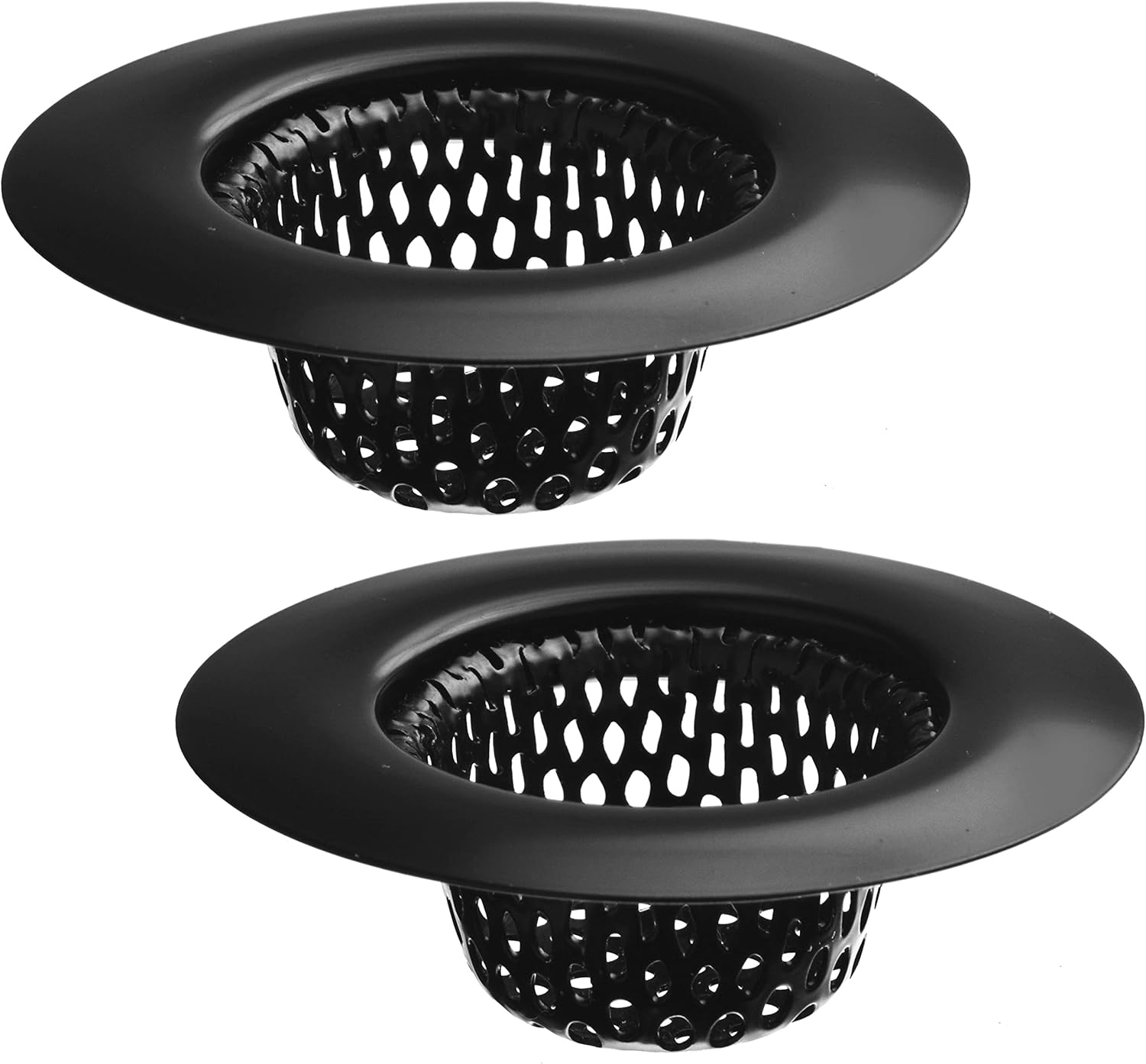 Paquete de 2  Cesta superior de 2.25 pulgadas  1 pulgada  Colador negro para fregadero de baño, utilidad, pendiente, lavandería, RV y lavabo,