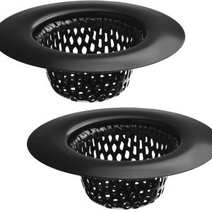 Paquete de 2  Cesta superior de 2.25 pulgadas  1 pulgada  Colador negro para fregadero de baño, utilidad, pendiente, lavandería, RV y lavabo, Paquete de 2  Cesta superior de 2.25 pulgadas  1 pulgada  Colador negro para fregadero de baño, utilidad, pendiente, lavandería, RV y lavabo,