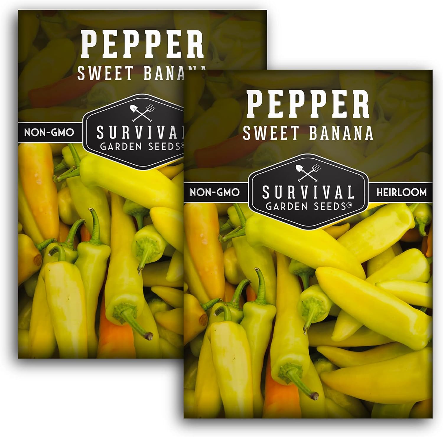 Survival Garden Seeds – Semilla de pimiento dulce de plátano para plantar – 2 paquetes con instrucciones para plantar y cultivar pimientos amarillos