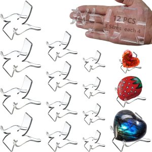 12 soportes de exhibición de roca mini caballete acrílico (3 tamaños), soportes de roca acrílica para exhibir varios tamaños pequeños coleccionables 12 soportes de exhibición de roca mini caballete acrílico (3 tamaños), soportes de roca acrílica para exhibir varios tamaños pequeños coleccionables