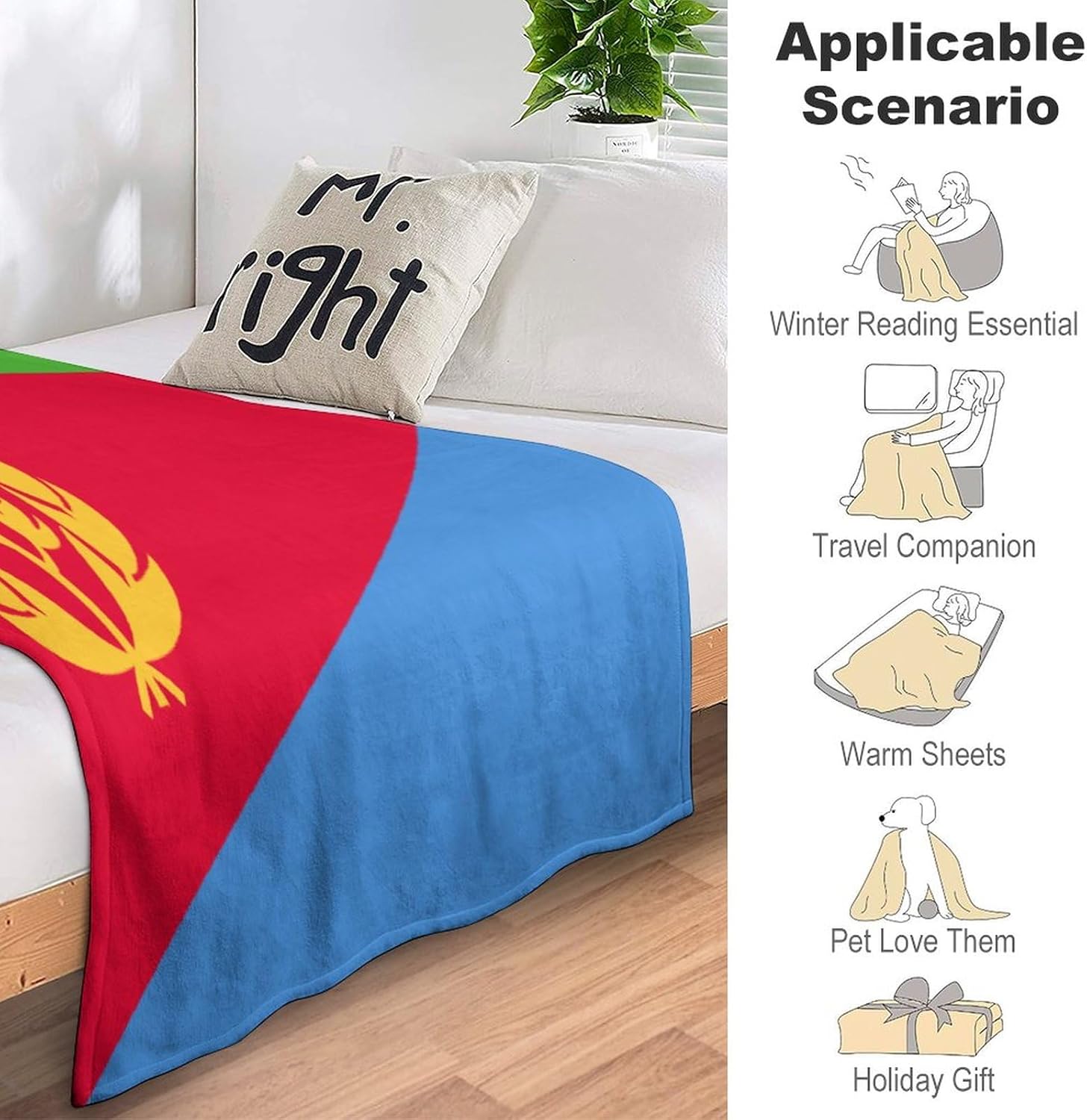 Manta con la bandera de Eritrea, manta suave y ligera, colcha duradera para decoración del hogar, manta de sofá de 30 x 40 pulgadas