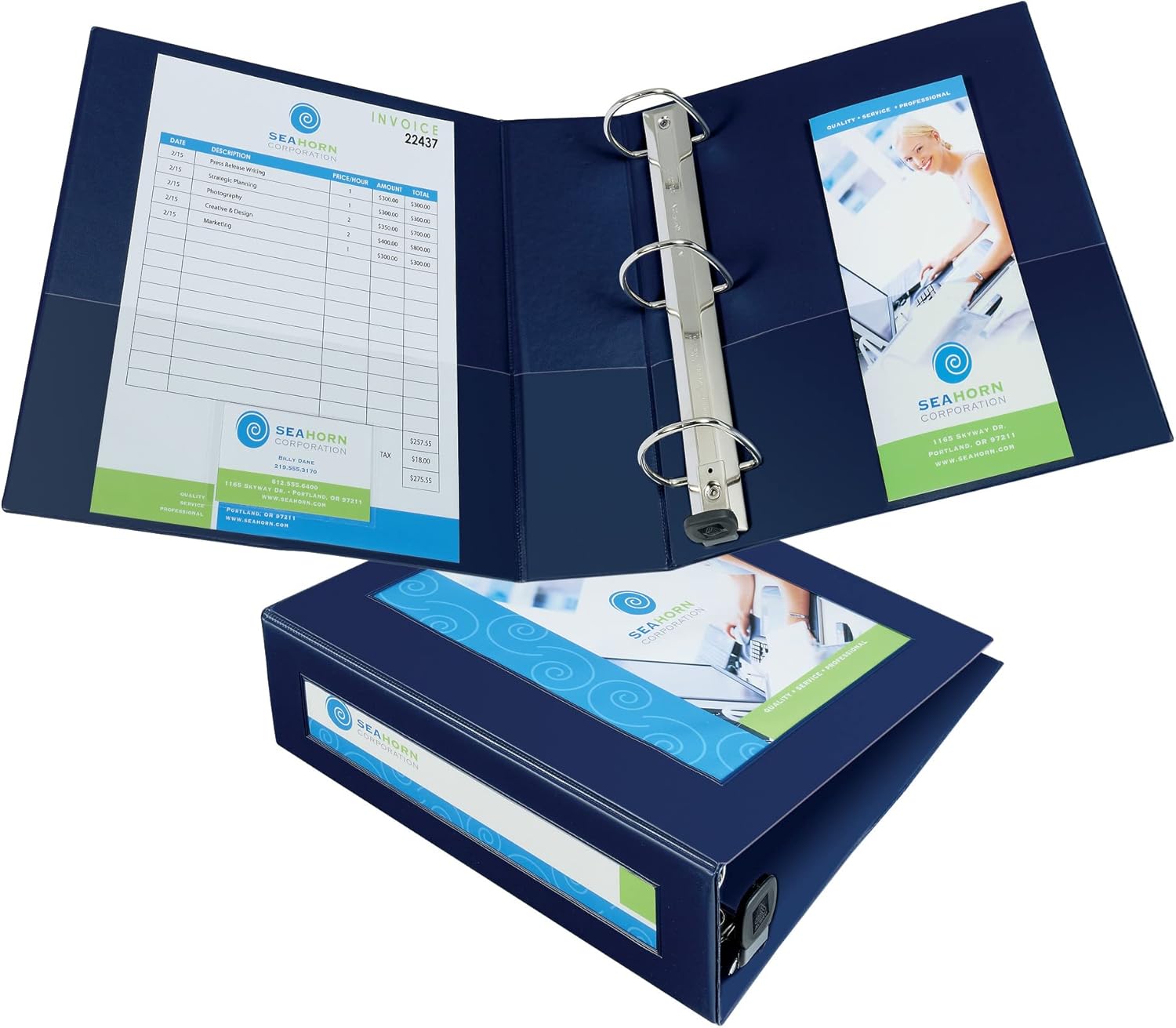 Avery Carpetas enmarcadas con anillo EZD One Touch de 3 pulgadas, capacidad para papel de 8.5 x 11 pulgadas, color azul marino (68038)
