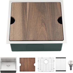 BoomHoze Fregadero de barra de montaje inferior de 21 pulgadas, fregadero de cocina de montaje inferior de 21 x 18 pulgadas, estación de trabajo, BoomHoze Fregadero de barra de montaje inferior de 21 pulgadas, fregadero de cocina de montaje inferior de 21 x 18 pulgadas, estación de trabajo,