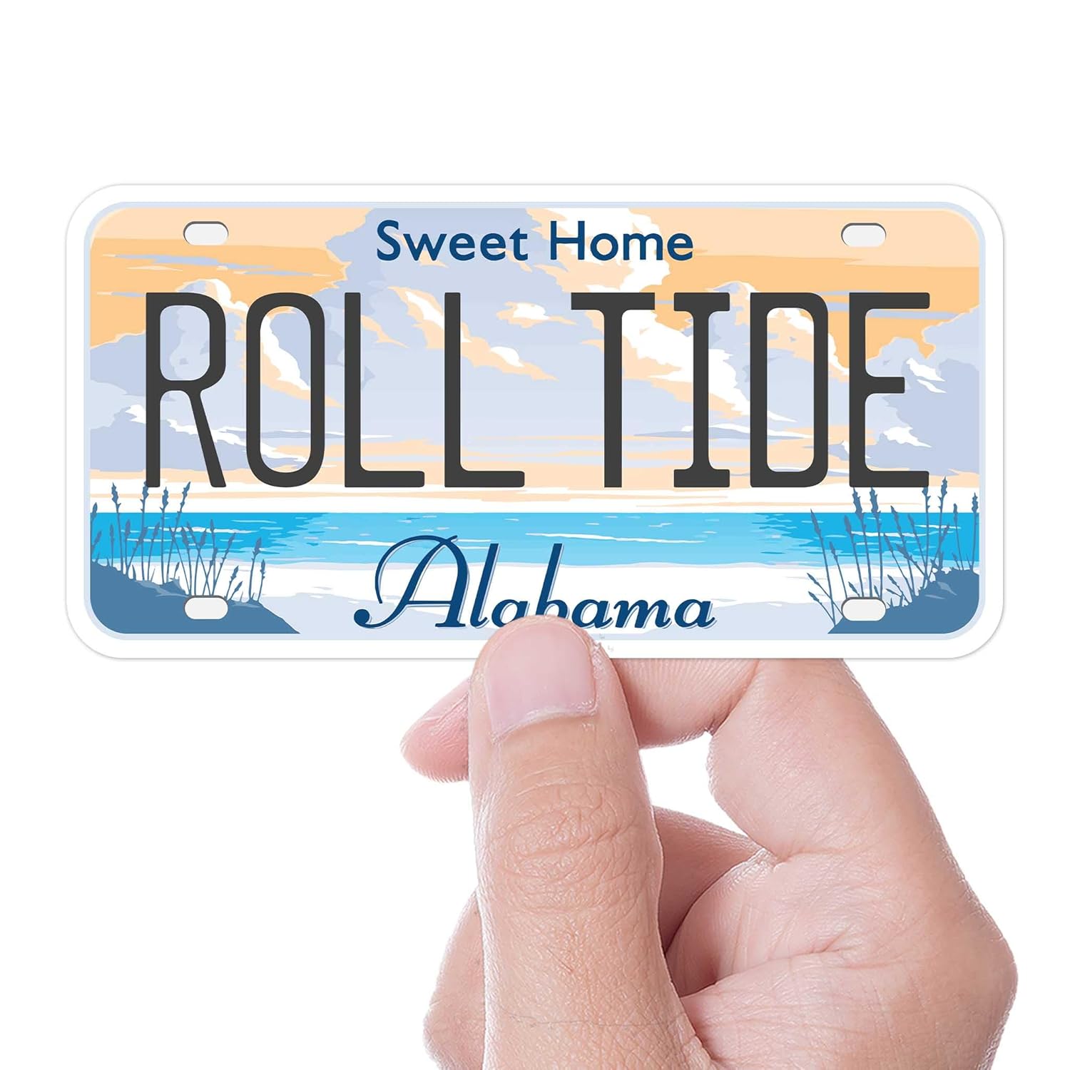 Roll Tide Alabama License Plate Sticker, Bama Bumper Sticker for Car, Crimson Tide Football Decal for Hydroflask & Laptop, Tuscaloosa AL Gift