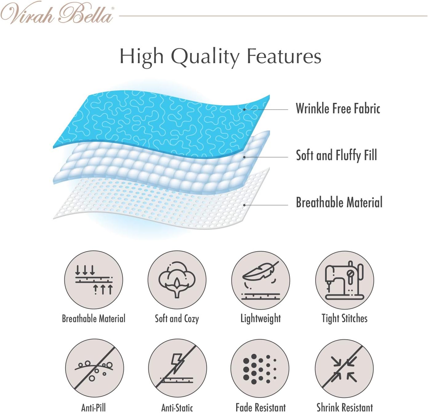 Virah Bella Lodge – Juego de ropa de cama de 8 piezas