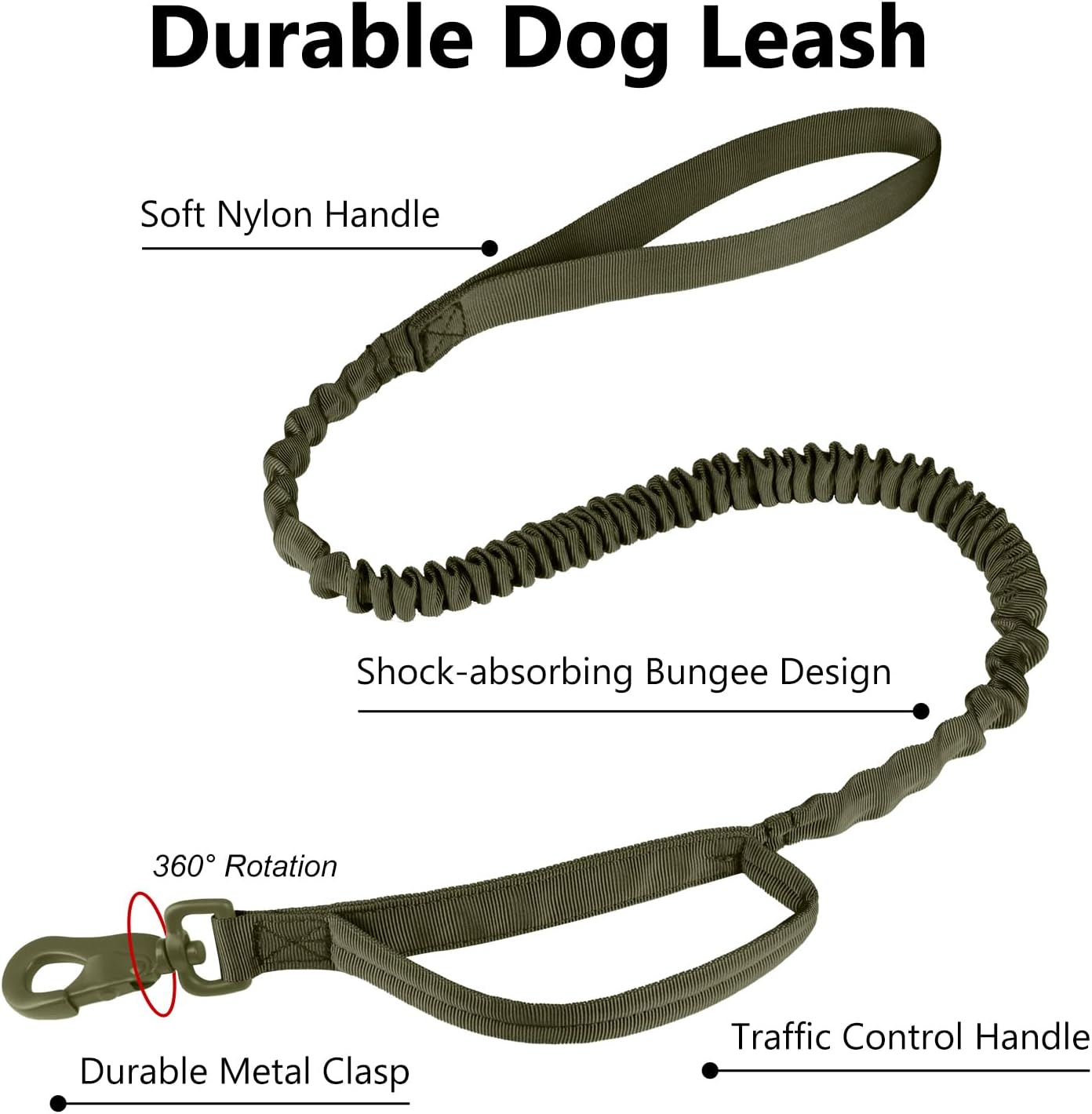 VORCIK – Juego de collar y correa táctica para perro, collar ajustable de nailon para perro con asa y hebilla de metal resistente para perros