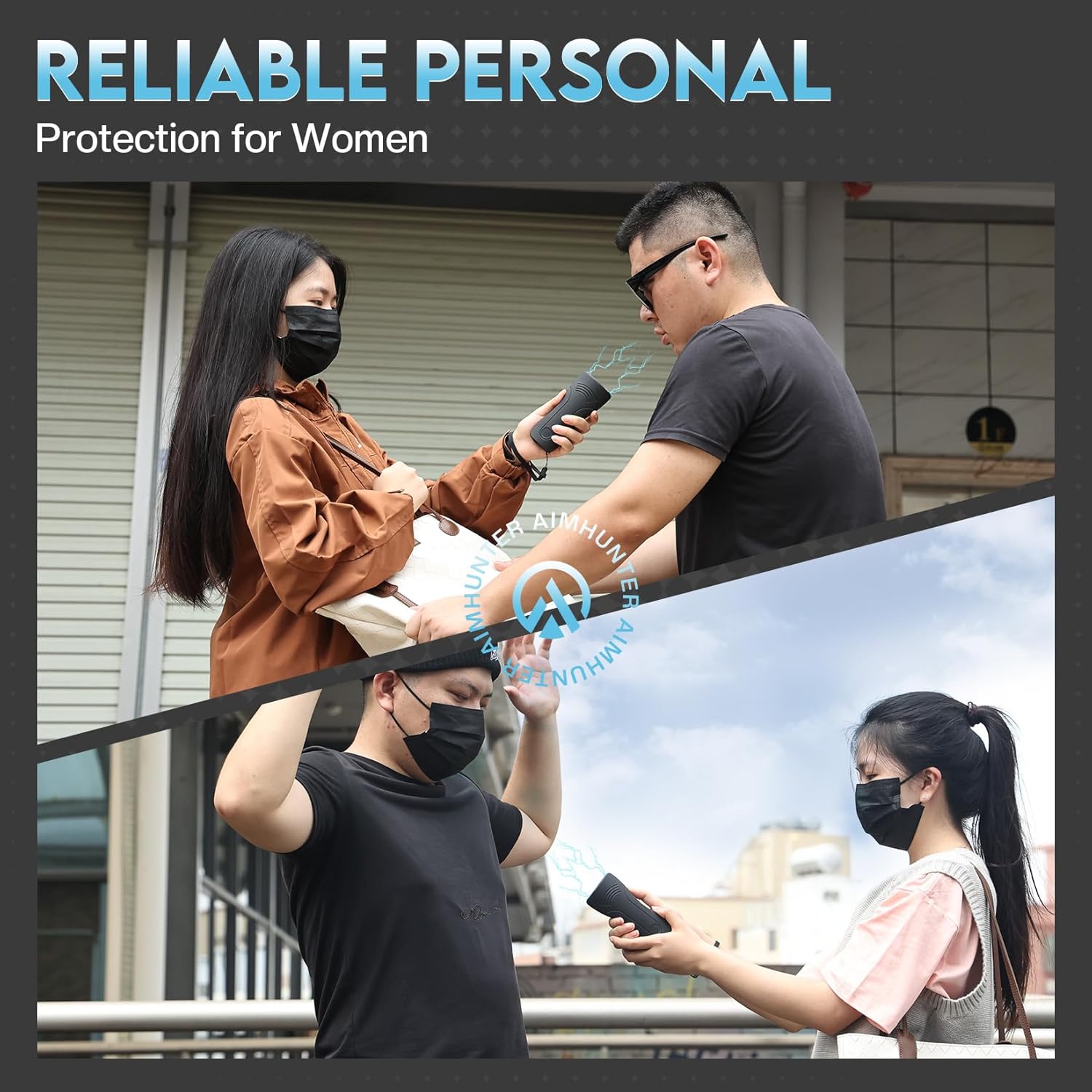 AIMHUNTER Pistola paralizante para protección de autodefensa, pistola aturdidora para protección de autodefensa, batería recargable con linterna