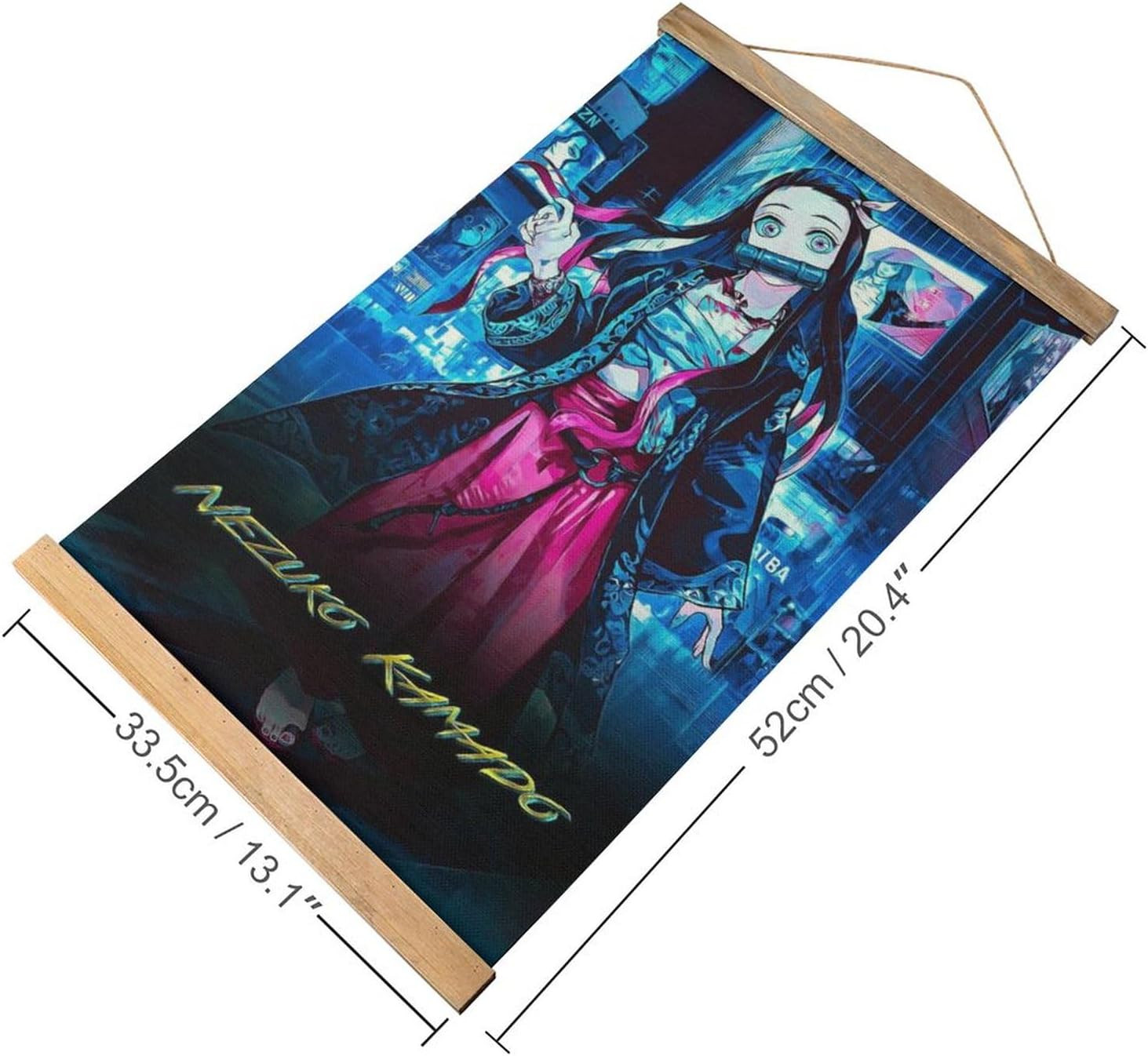 BAWUTZ Nezuko Kamado – Póster de desplazamiento para pared, pintura colgante, marco de madera, kit magnético para decoración de sala de estar,