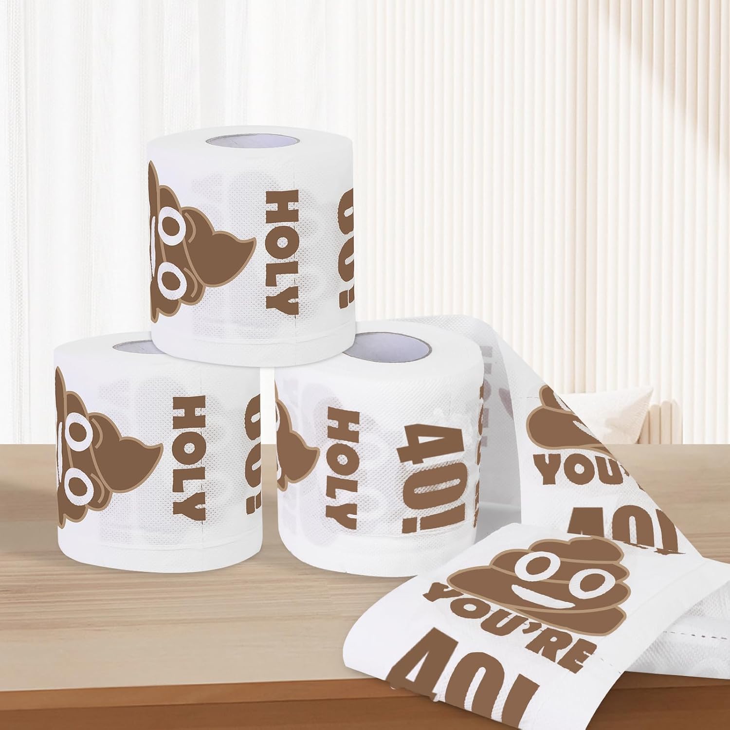 Qpout Regalo de broma de papel higiénico impreso con texto en inglés “You’re 40”, regalo de cumpleaños para mejores amigos, rollo de papel higiénico