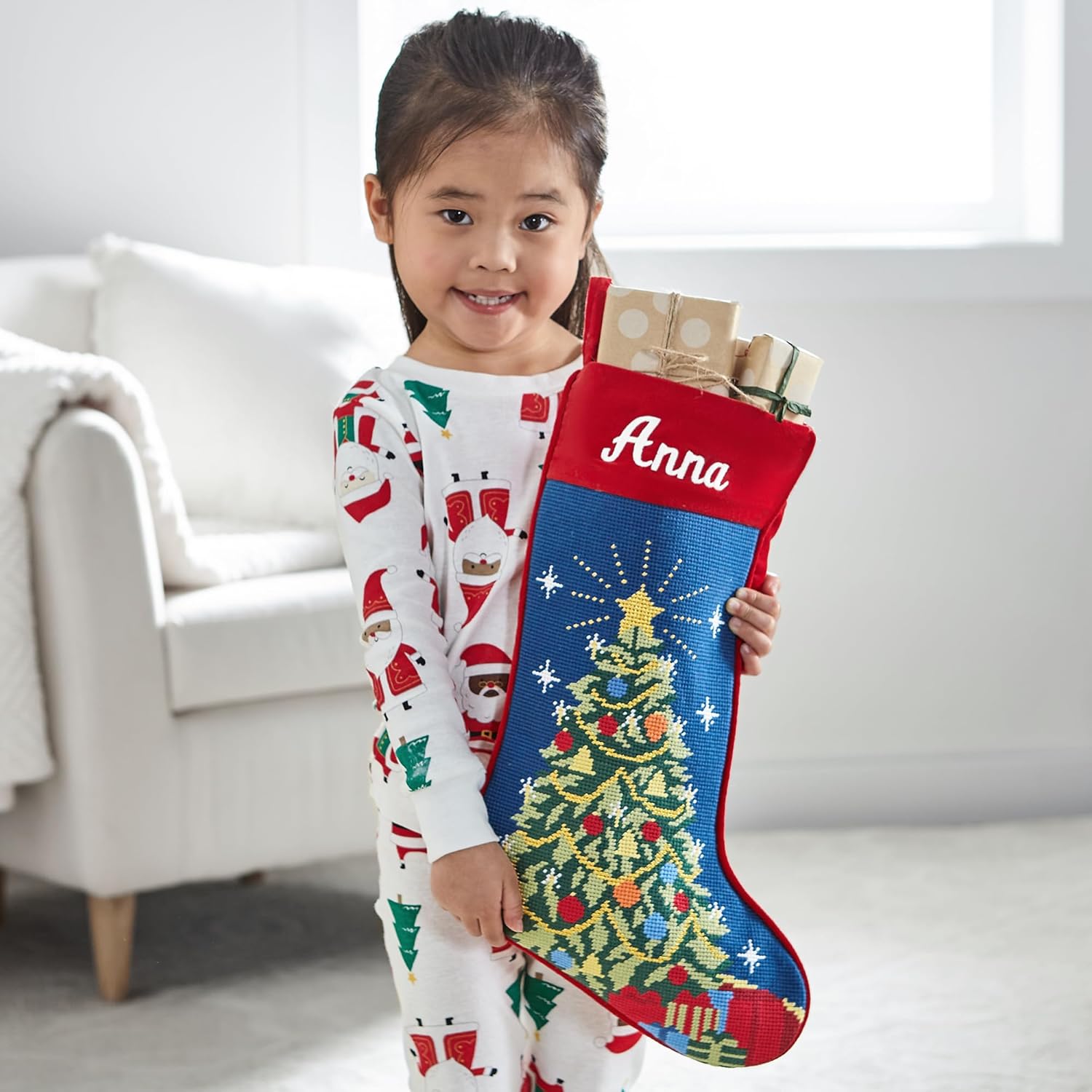 Let’s Make Memories – Calcetines vintage de punto de aguja personalizados, calcetines familiares, decoración navideña antigua, mantel de vacaciones,
