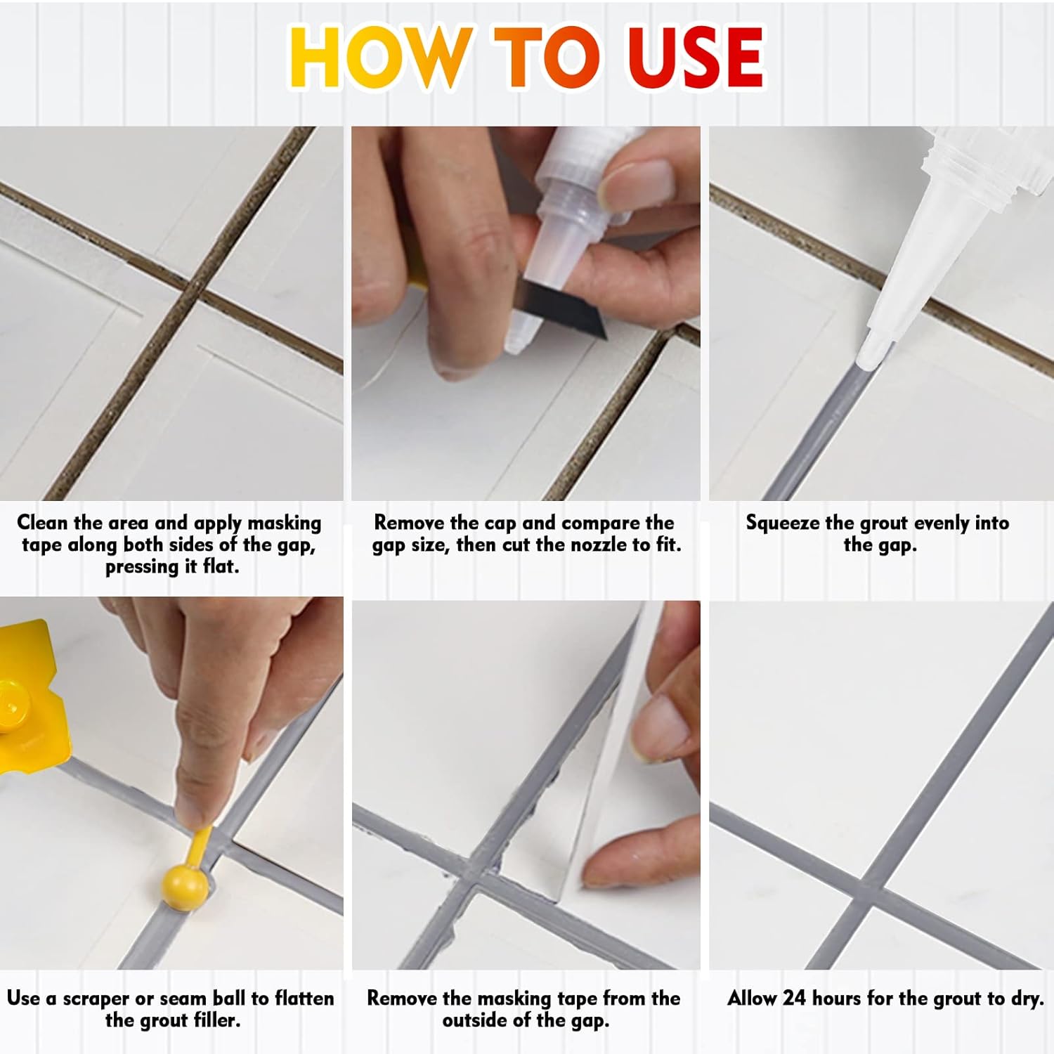 Tubo de llenado de lechada  Paquete de 2 pinturas de lechada de azulejos gris claro para suelo de ducha de baño, kit de reparación de lechada de