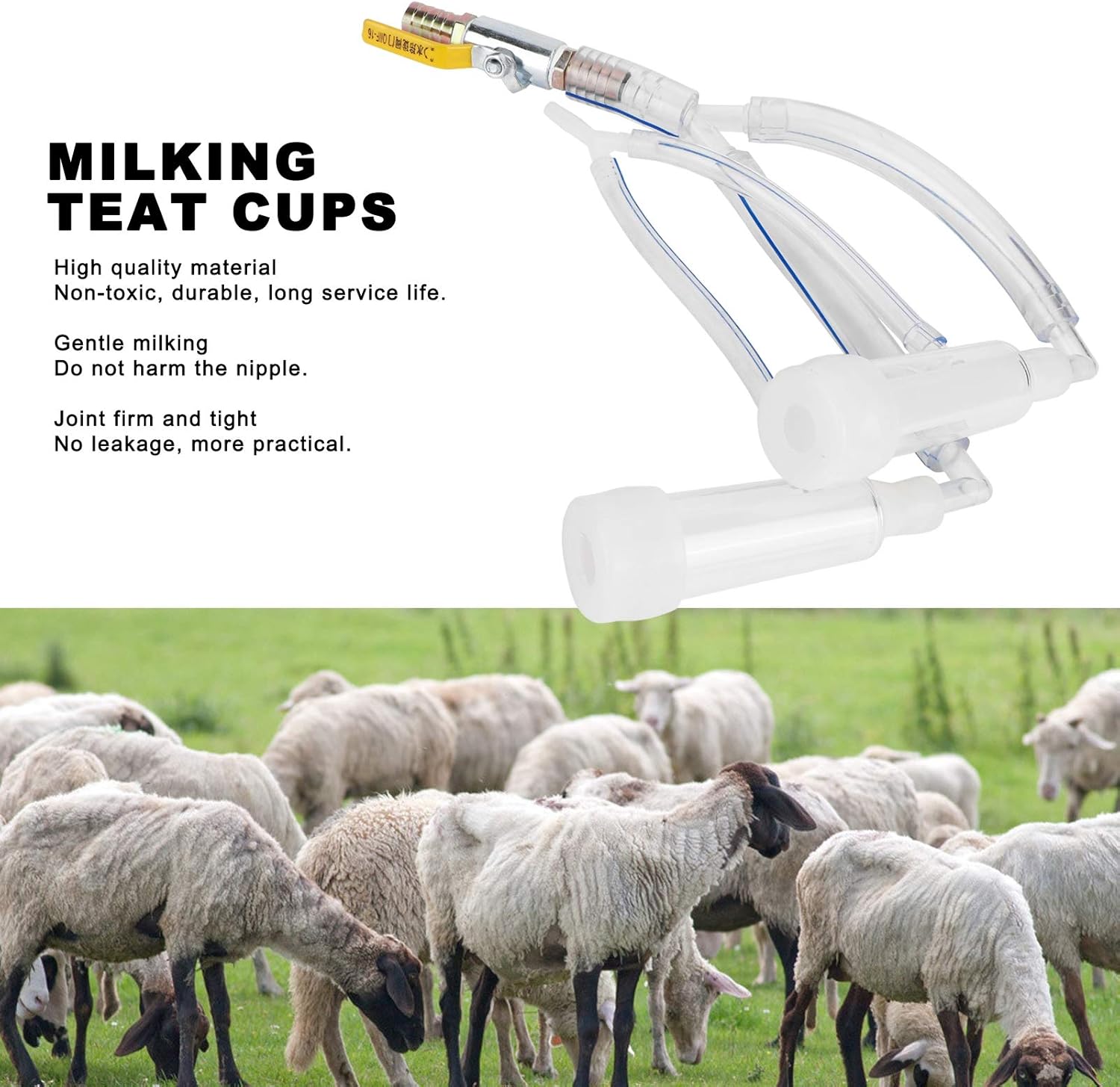 Fdit Copas de tetina de ordeño Piezas de repuesto Juego de tazas de leche de cabra de leche Grupo de ordeño Accesorios para máquinas de ordeño