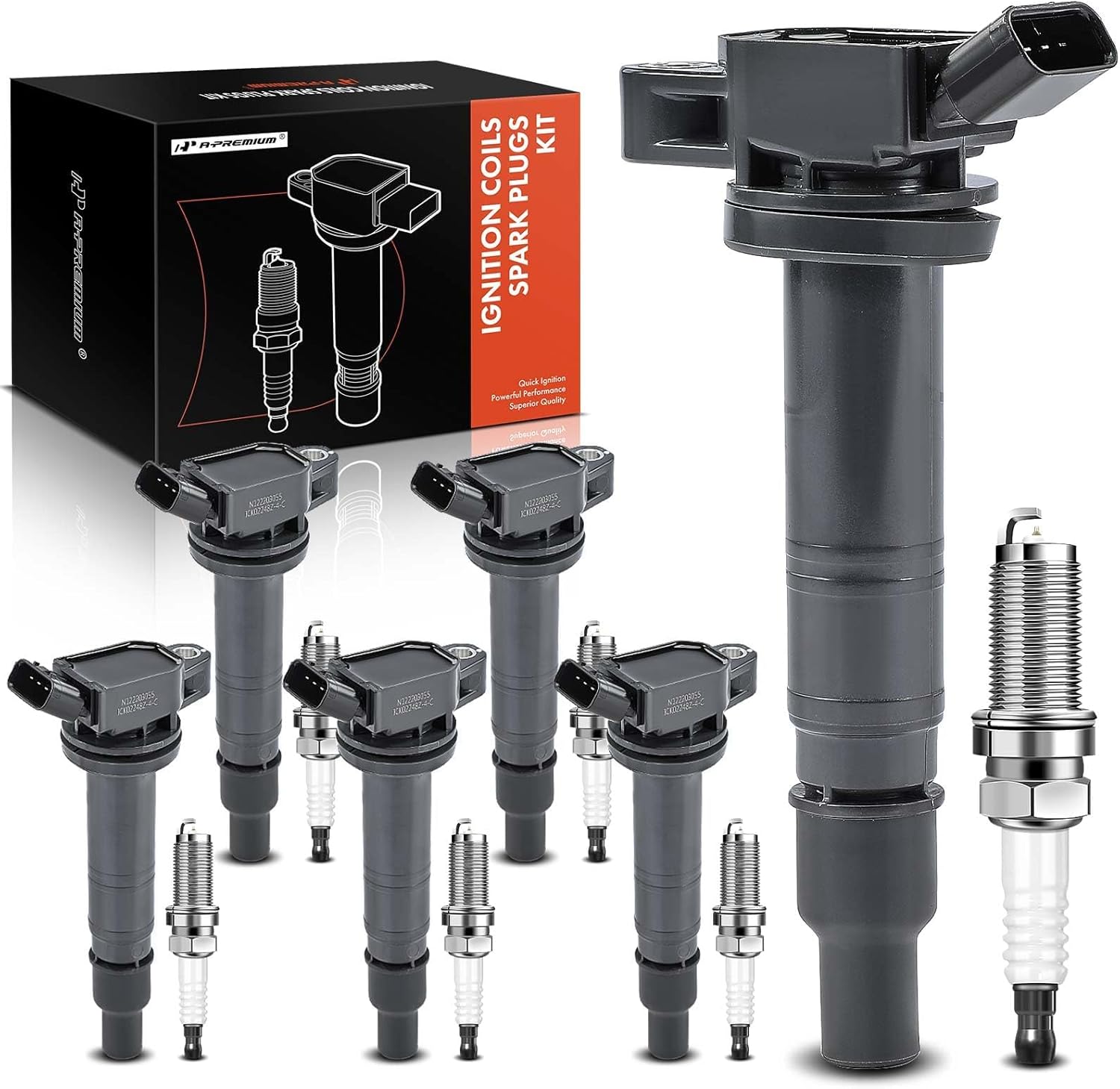 A-Premium Juego de 6 bobinas de encendido y bujías de iridio compatibles con Toyota 4Runner 2003-2009, Tundra 2005-2011, 4.0L