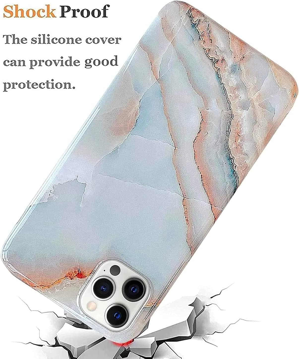 J.west Funda compatible con iPhone 14 Pro de 6.1 pulgadas, diseño de mármol gris, patrón de piedra, ultra delgada, flexible, parachoques suave, goma