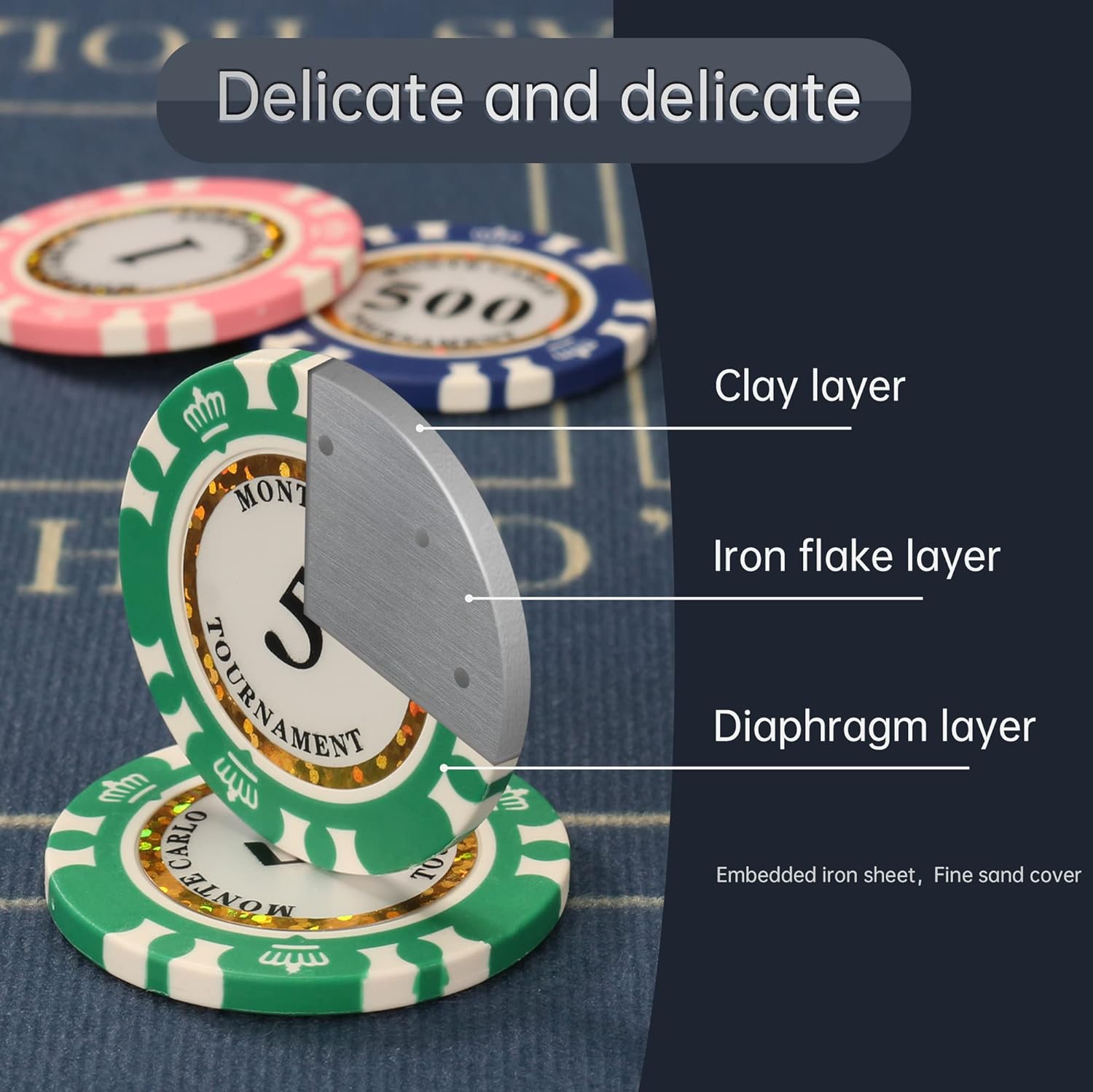 Fichas de póquer numeradas prémium para juego de mesa de cartas, para Texas Hold’em, Blackjack, Club de cartas o juegos de póquer nocturno