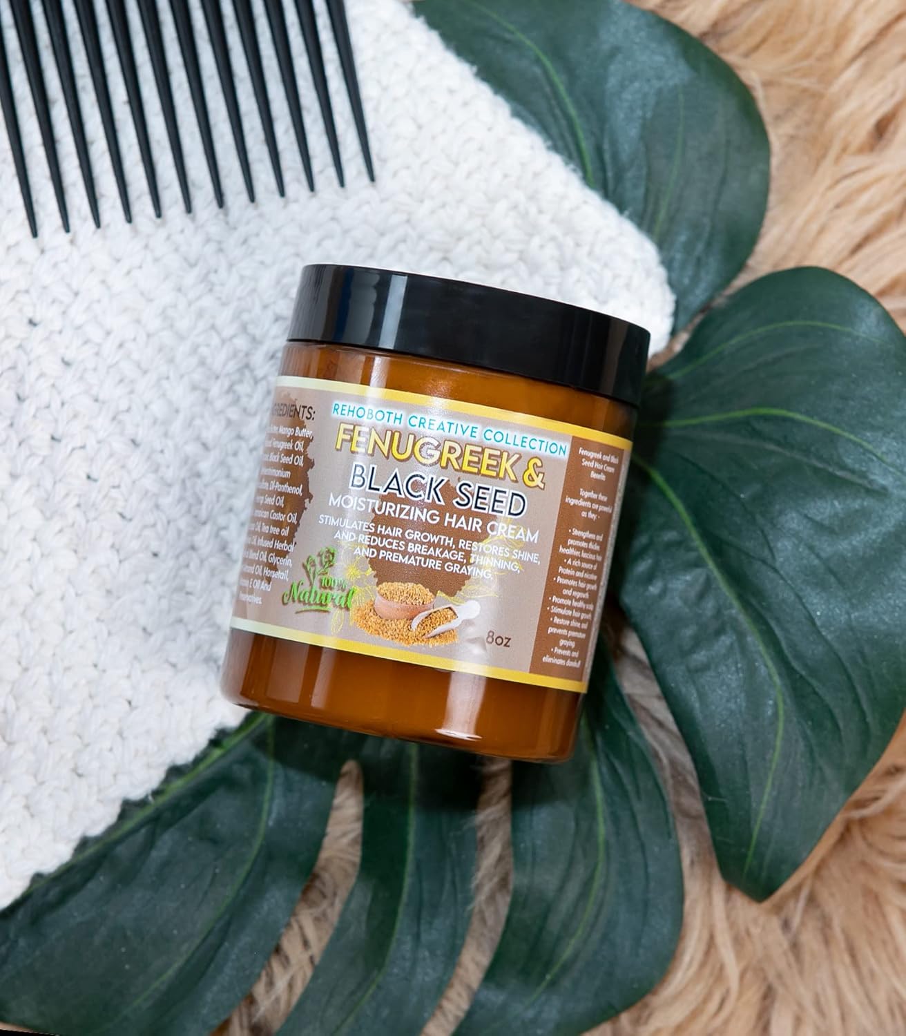 Rehoboth Creative Collection Fenugreek & Black Seed Moisturizing Hair Cream – 100% Natural Hydrating Cream Stimulate Hair Growth, Restore Shine &
