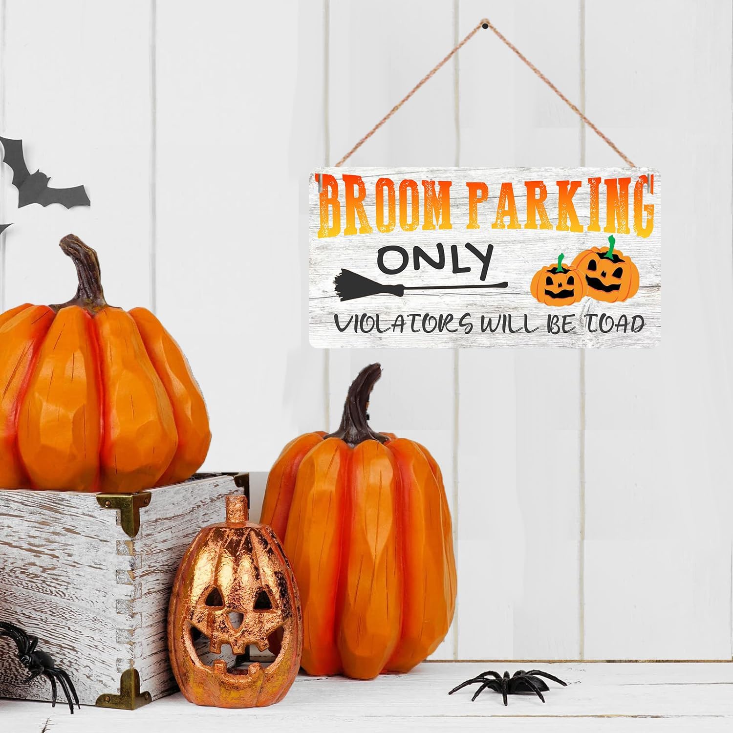 Broom Parking All Others Will Be Toad – Letrero de Halloween para el hogar, decoración divertida, letrero decorativo para colgar, placa rústica,