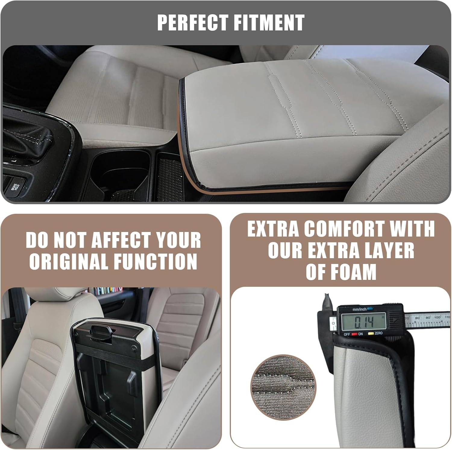 Funda de consola central compatible con Honda CR-V 2023 2024, accesorios CRV Hybrid LX EX EX-L Sport Touring, funda de cojín de cuero vegano extra