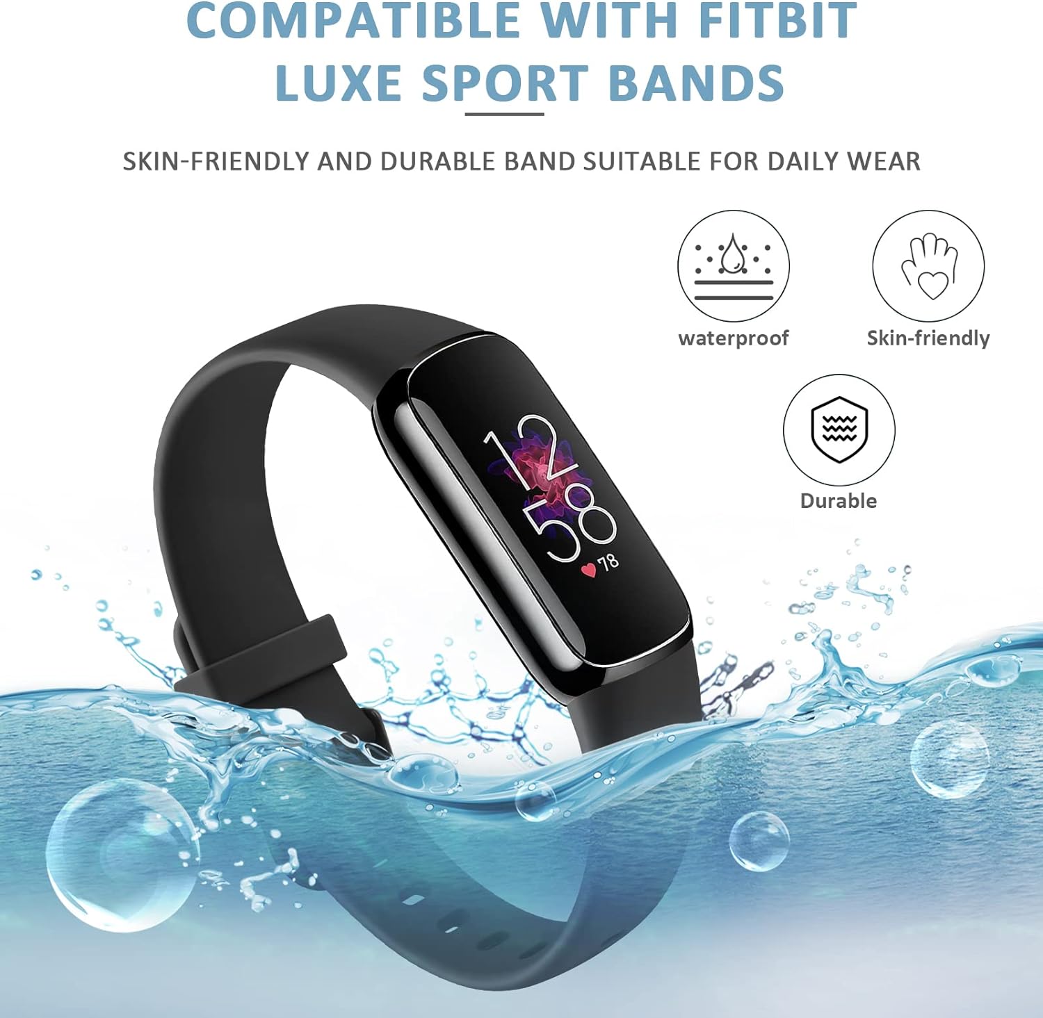 AK Correa deportiva compatible con bandas Fitbit Luxe para mujeres y hombres, correas deportivas de repuesto de silicona suave para Fitbit Luxe