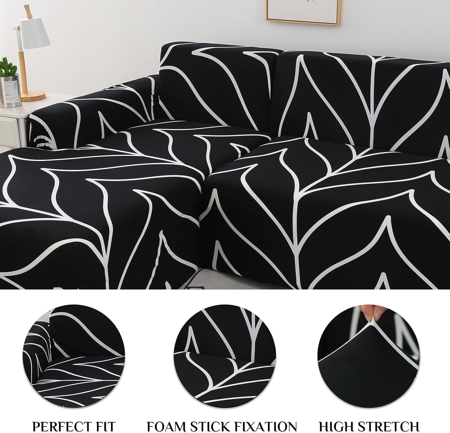 FIGOOO Fundas de sofá modulares en forma de L, 2 fundas elásticas para sofá seccional, reversible, universal, antideslizante, protector de muebles